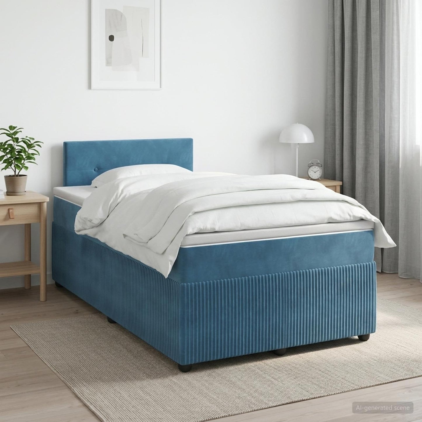 vidaXL Κρεβάτι box spring με στρώμα Μπλε 120 x 190 cm Βελούδο