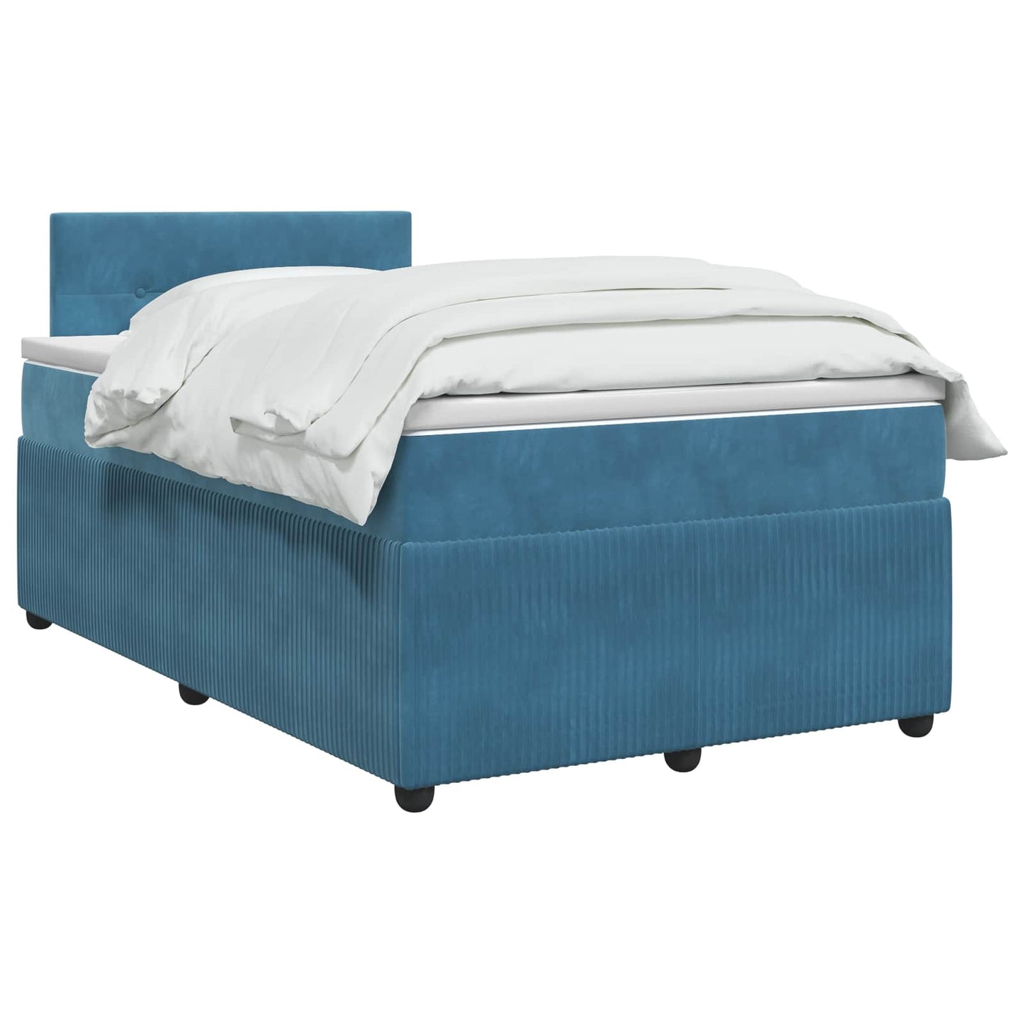 vidaXL Κρεβάτι box spring με στρώμα Μπλε 120 x 190 cm Βελούδο