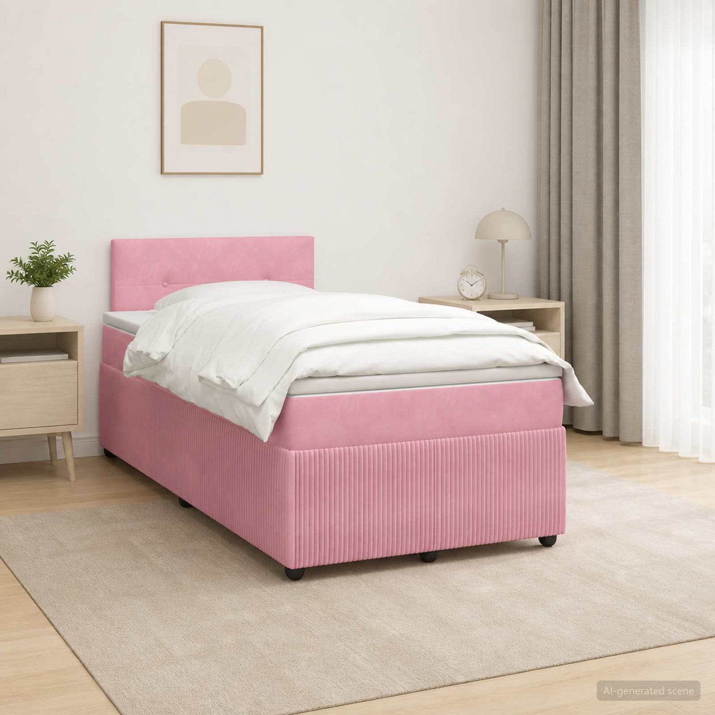 vidaXL Κρεβάτι box spring με στρώμα Ροζ 120 x 190 cm Βελούδο