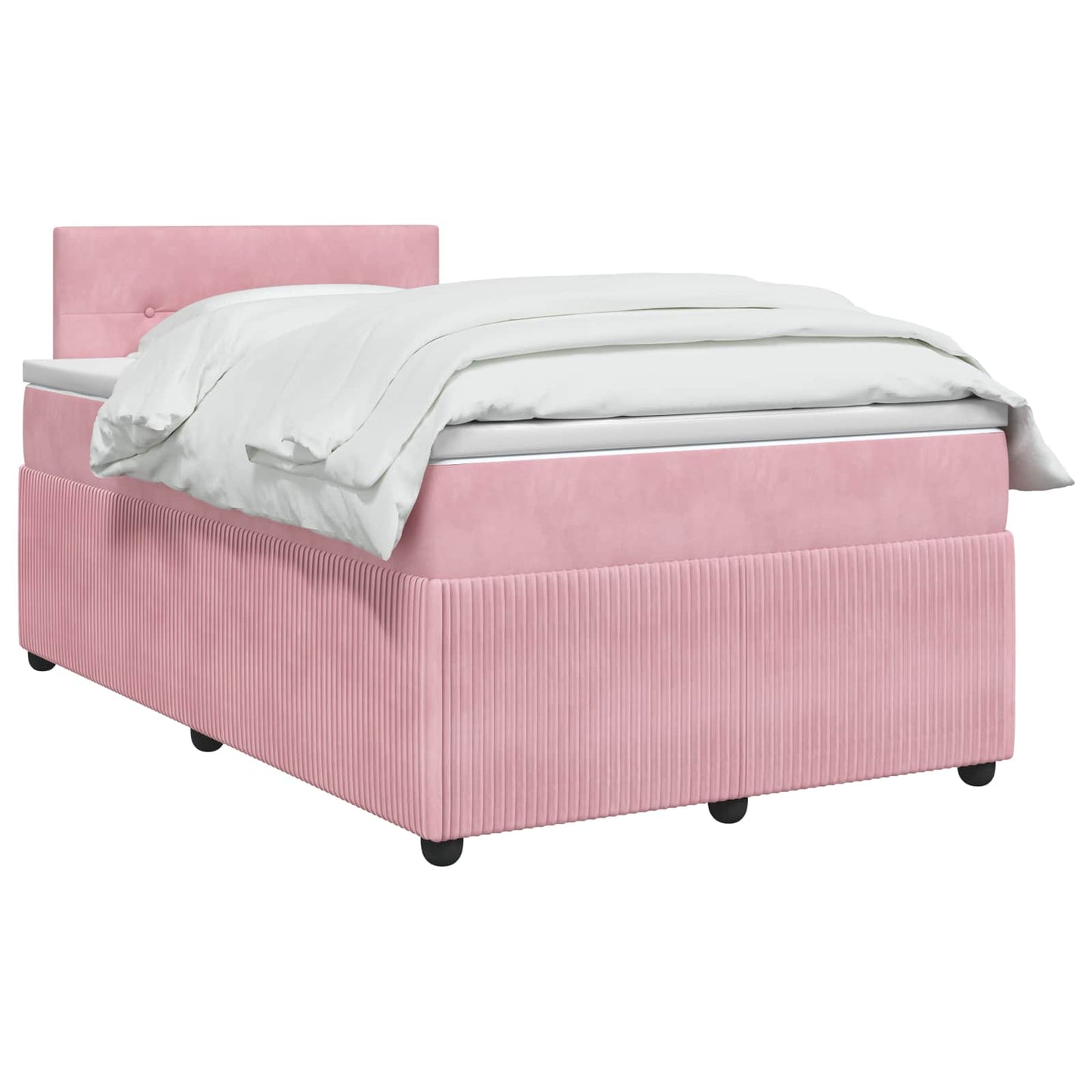 vidaXL Κρεβάτι box spring με στρώμα Ροζ 120 x 190 cm Βελούδο
