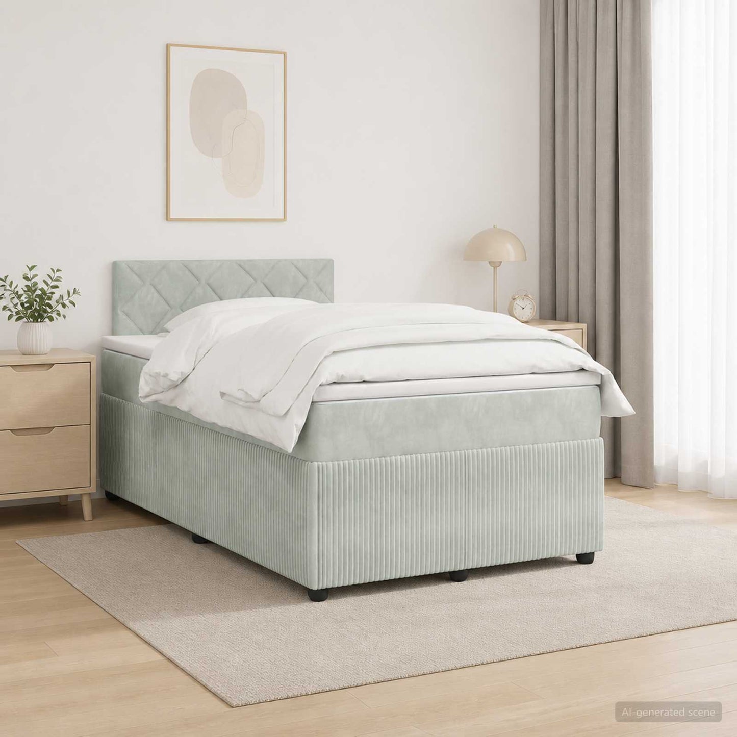 vidaXL Κρεβάτι box spring με στρώμα Ανοιχτό γκρι 120 x 190 cm Βελούδο