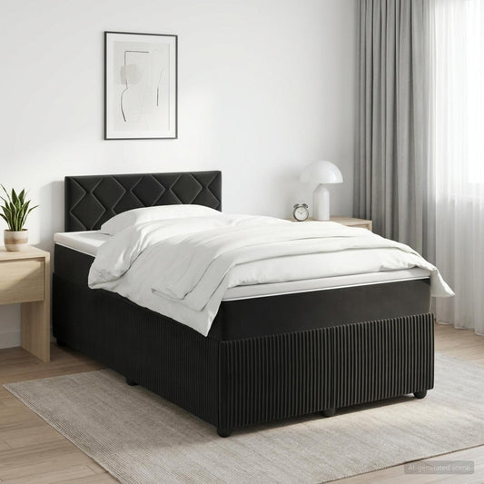 vidaXL Κρεβάτι box spring με στρώμα Μαύρο 120 x 200 cm Βελούδο