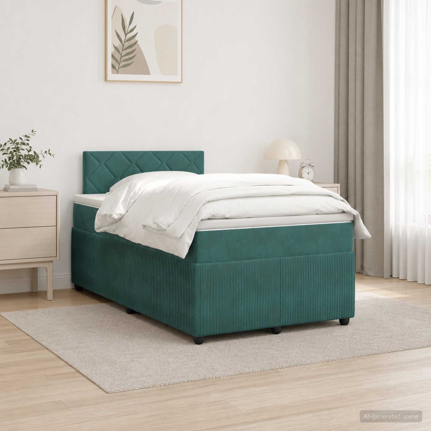 vidaXL Κρεβάτι box spring με στρώμα Σκούρο Πράσινο 120 x 200 cm