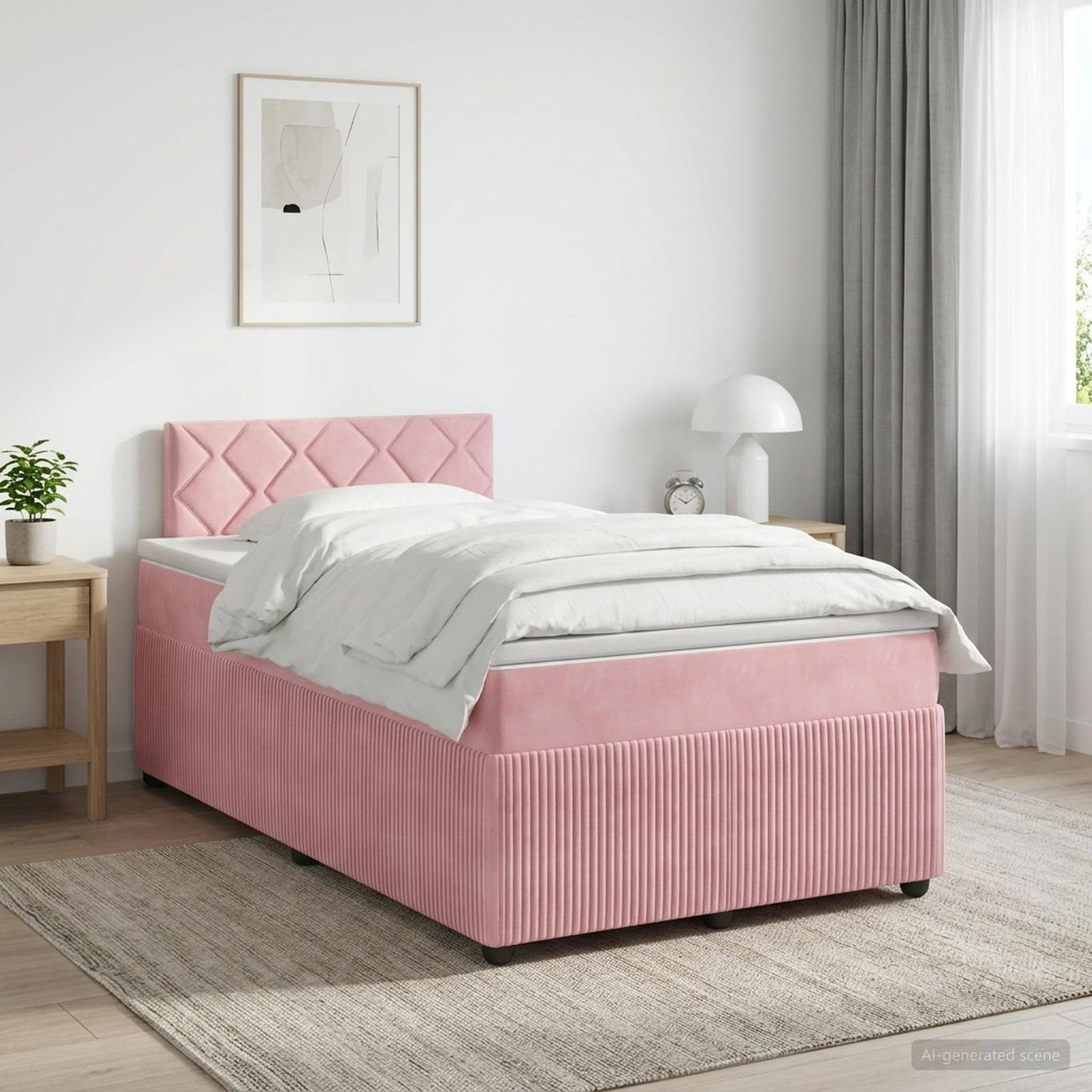 vidaXL Κρεβάτι box spring με στρώμα Ροζ 120 x 200 cm Βελούδο