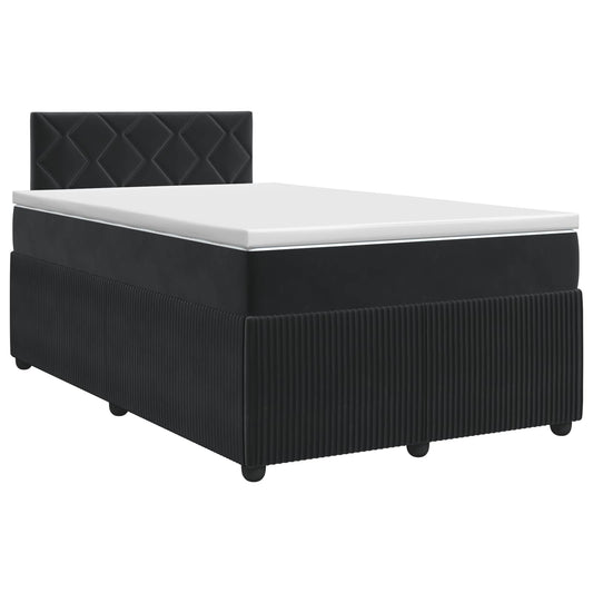 vidaXL Κρεβάτι box spring με στρώμα Μαύρο 120 x 200 cm Βελούδο