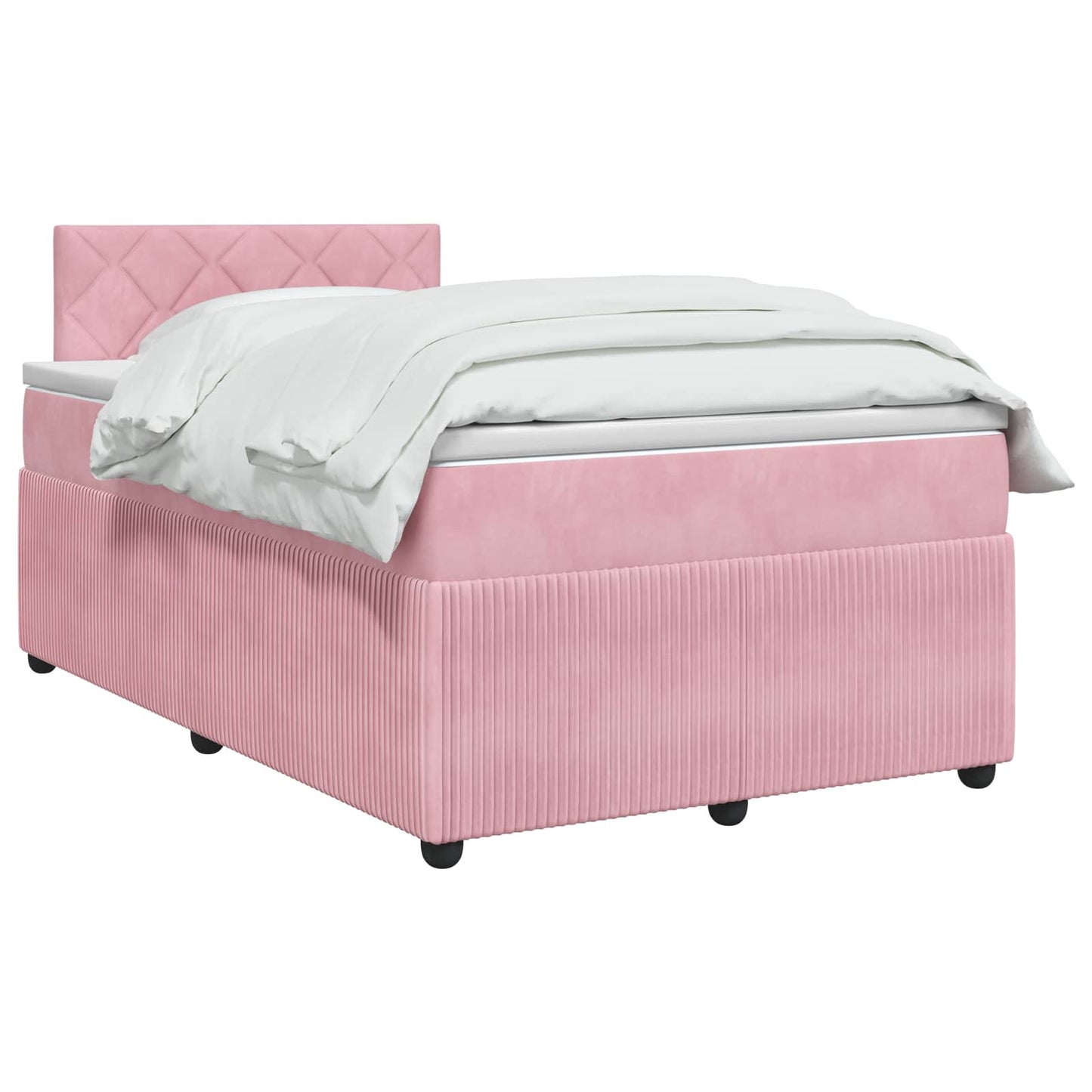 vidaXL Κρεβάτι box spring με στρώμα Ροζ 120 x 200 cm Βελούδο