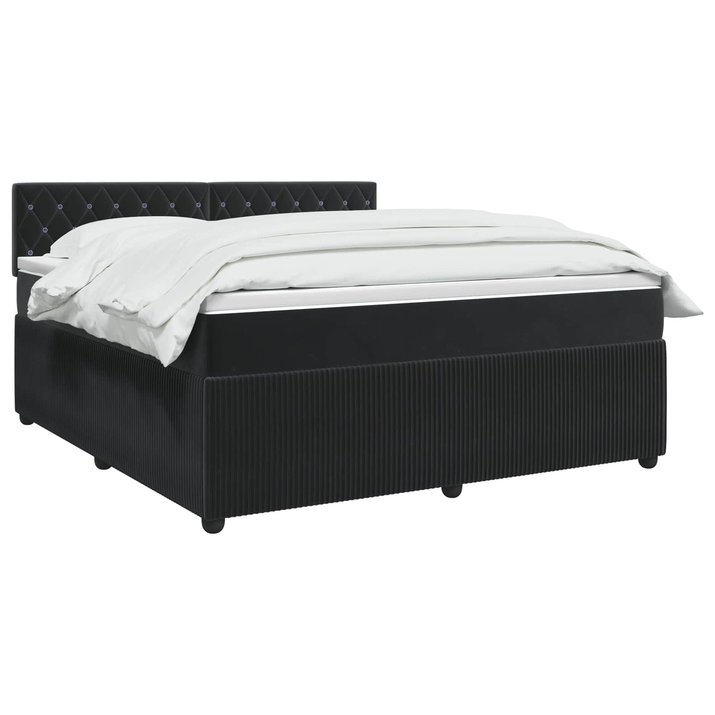 vidaXL Κρεβάτι box spring με στρώμα Μαύρο 160 x 200 cm Βελούδο