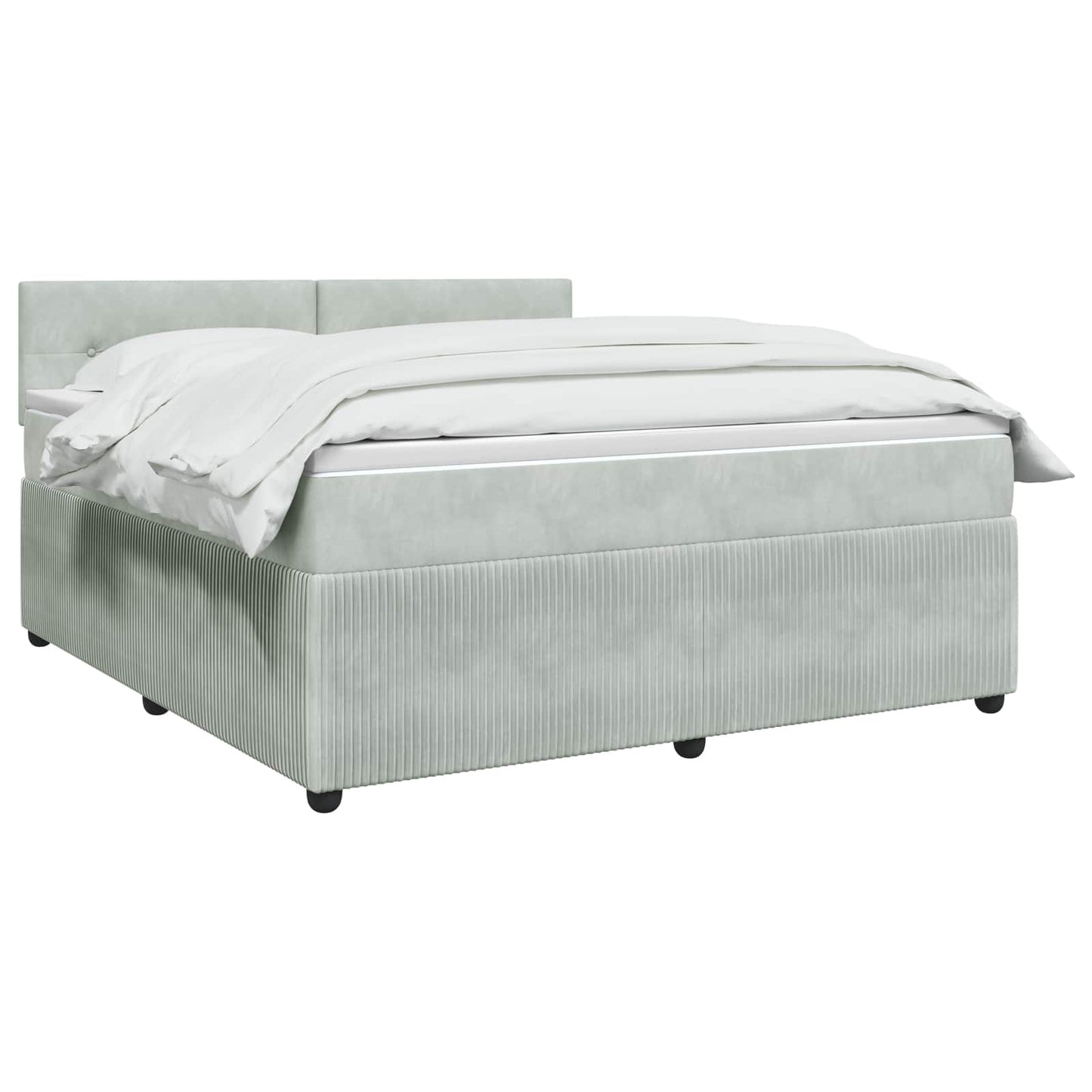 vidaXL Κρεβάτι box spring με στρώμα Ανοιχτό γκρι 160 x 200 cm Βελούδο