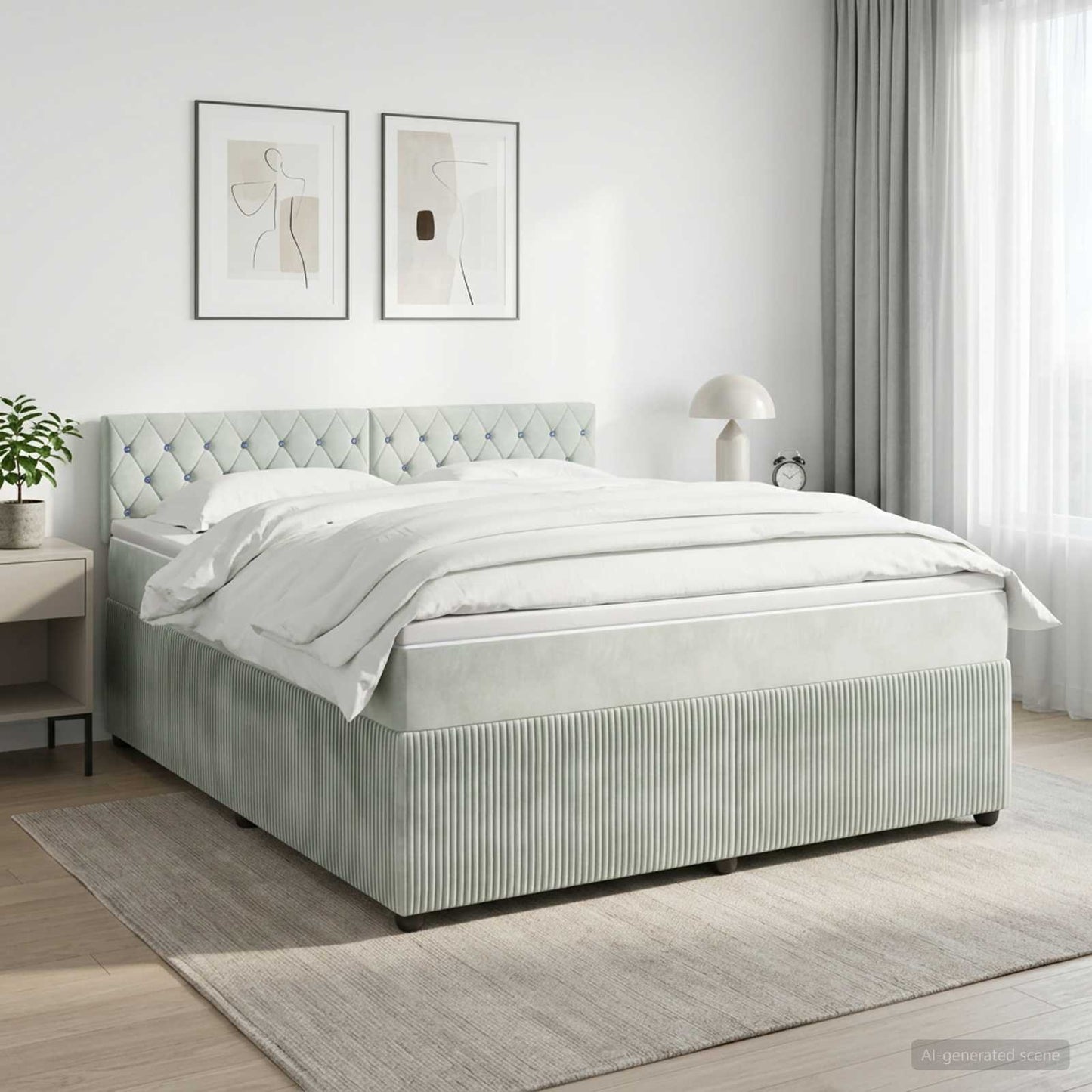 vidaXL Κρεβάτι box spring με στρώμα Ανοιχτό γκρι 180 x 200 cm Βελούδο