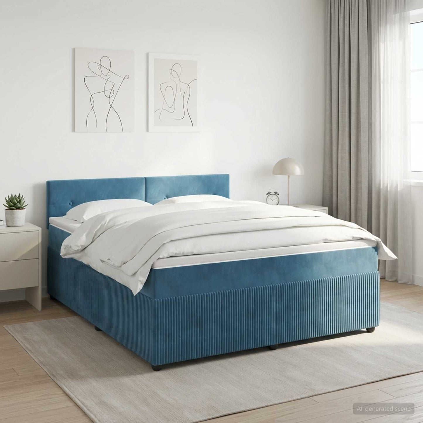 vidaXL Κρεβάτι box spring με στρώμα Σκούρο Μπλε 180 x 200 cm Βελούδο