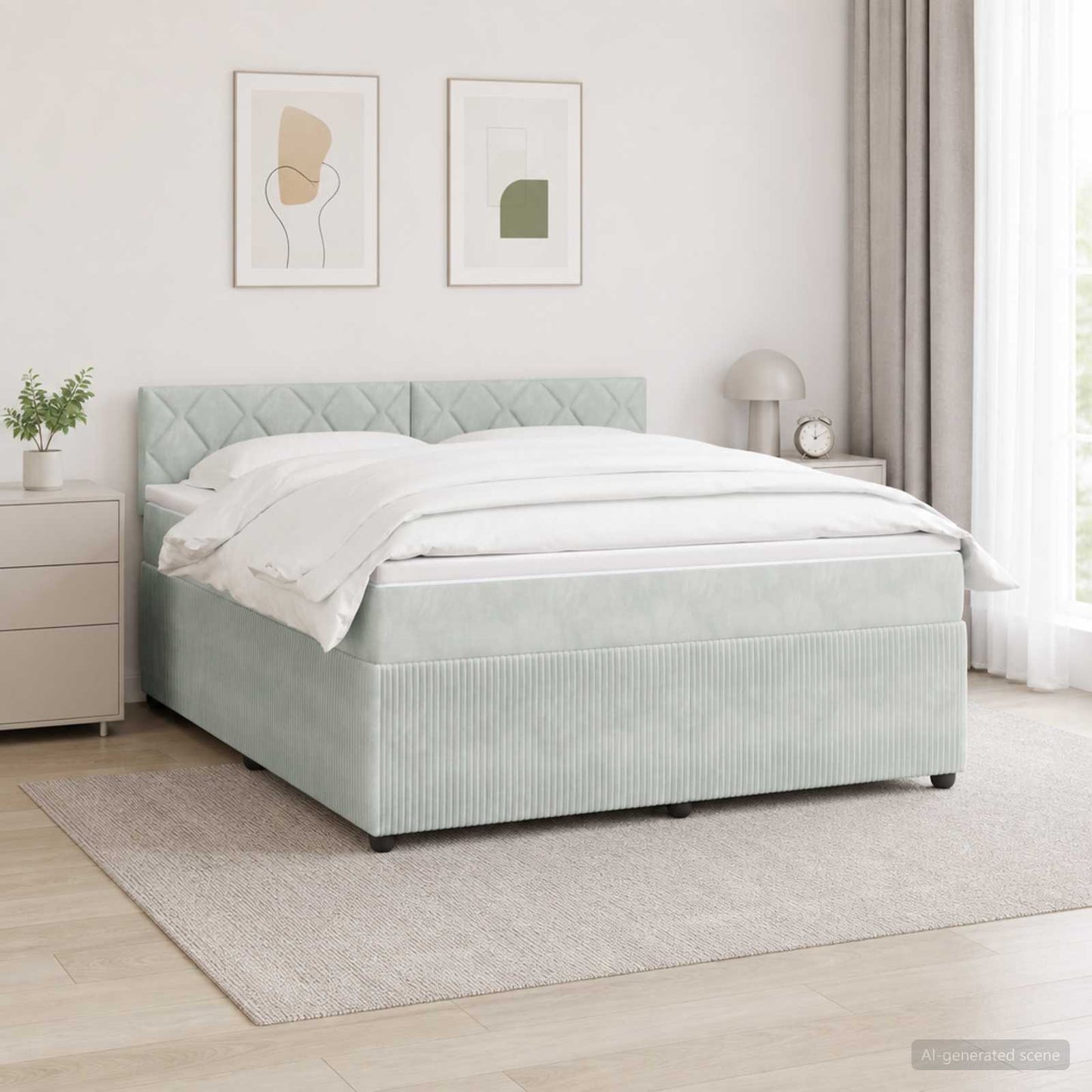 vidaXL Κρεβάτι box spring με στρώμα Ανοιχτό γκρι 160 x 200 cm Βελούδο