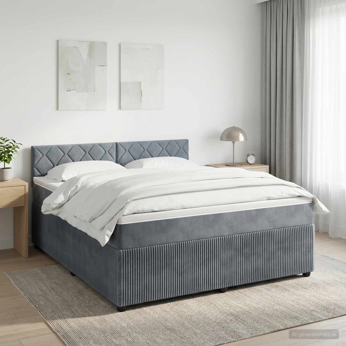 vidaXL Κρεβάτι box spring με στρώμα Σκούρο Γκρι 140 x 190 cm Βελούδο