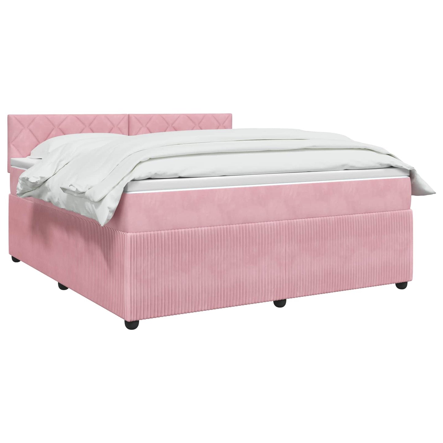 vidaXL Κρεβάτι box spring με στρώμα Ροζ 180 x 200 cm Βελούδο