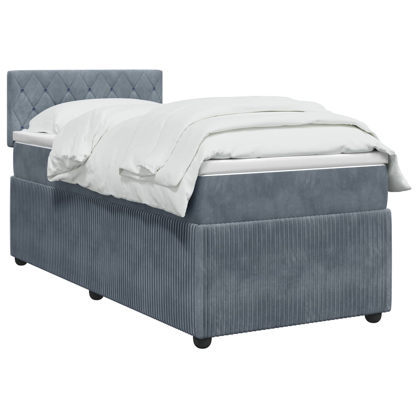 vidaXL Κρεβάτι box spring με στρώμα Σκούρο Γκρι 90 x 190 cm Βελούδο