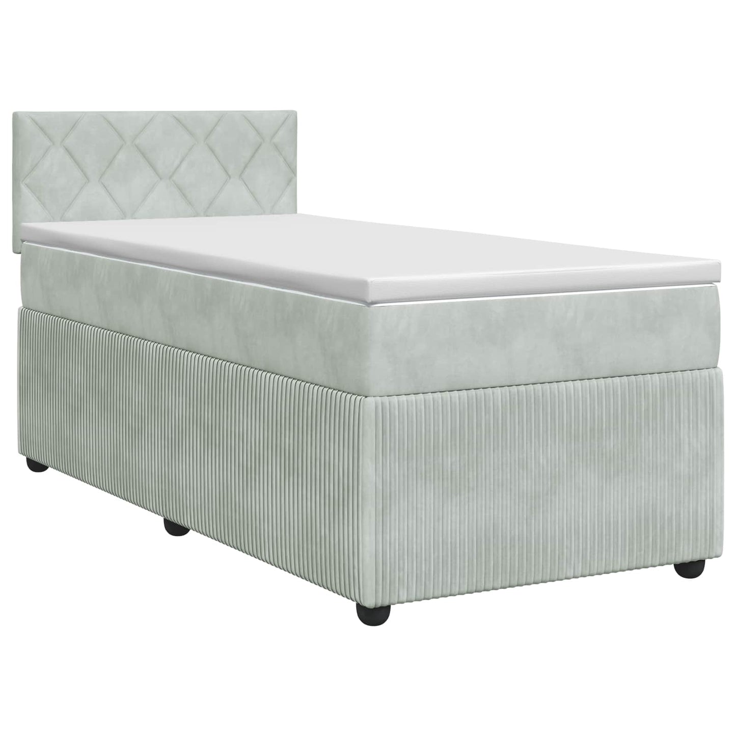 vidaXL Κρεβάτι box spring με στρώμα Ανοιχτό γκρι 90 x 190 cm Βελούδο