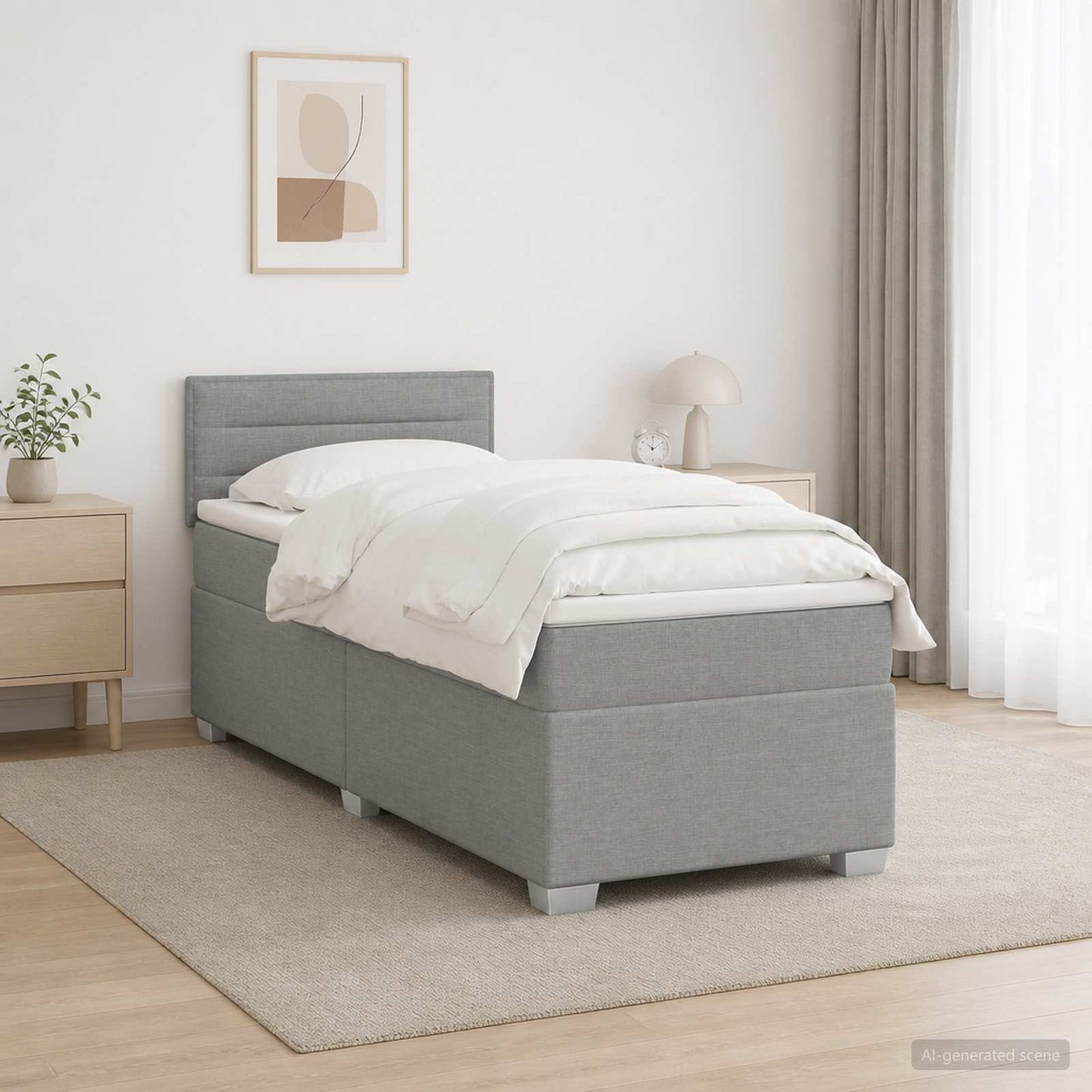 vidaXL Κρεβάτι Box Spring με Στρώμα και LED Ανοιχτό γκρι 80 x 200 cm