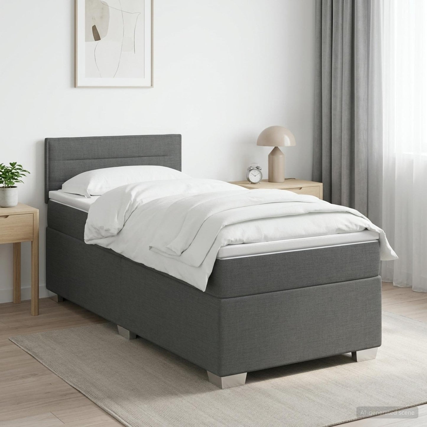 vidaXL Κρεβάτι Box Spring με Στρώμα και LED Σκούρο Γκρι 90 x 190 cm