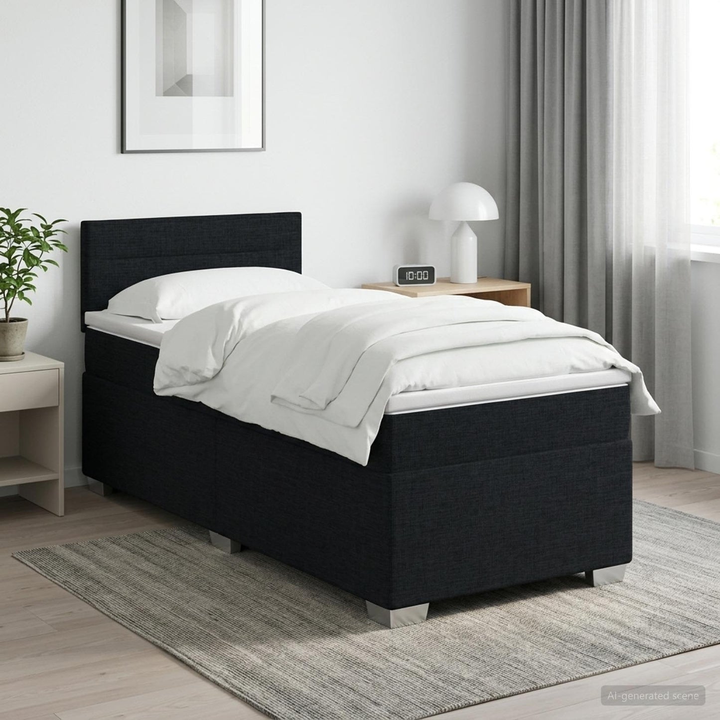 vidaXL Κρεβάτι Box Spring με Στρώμα και LED Μαύρο 80 x 200 cm Ύφασμα