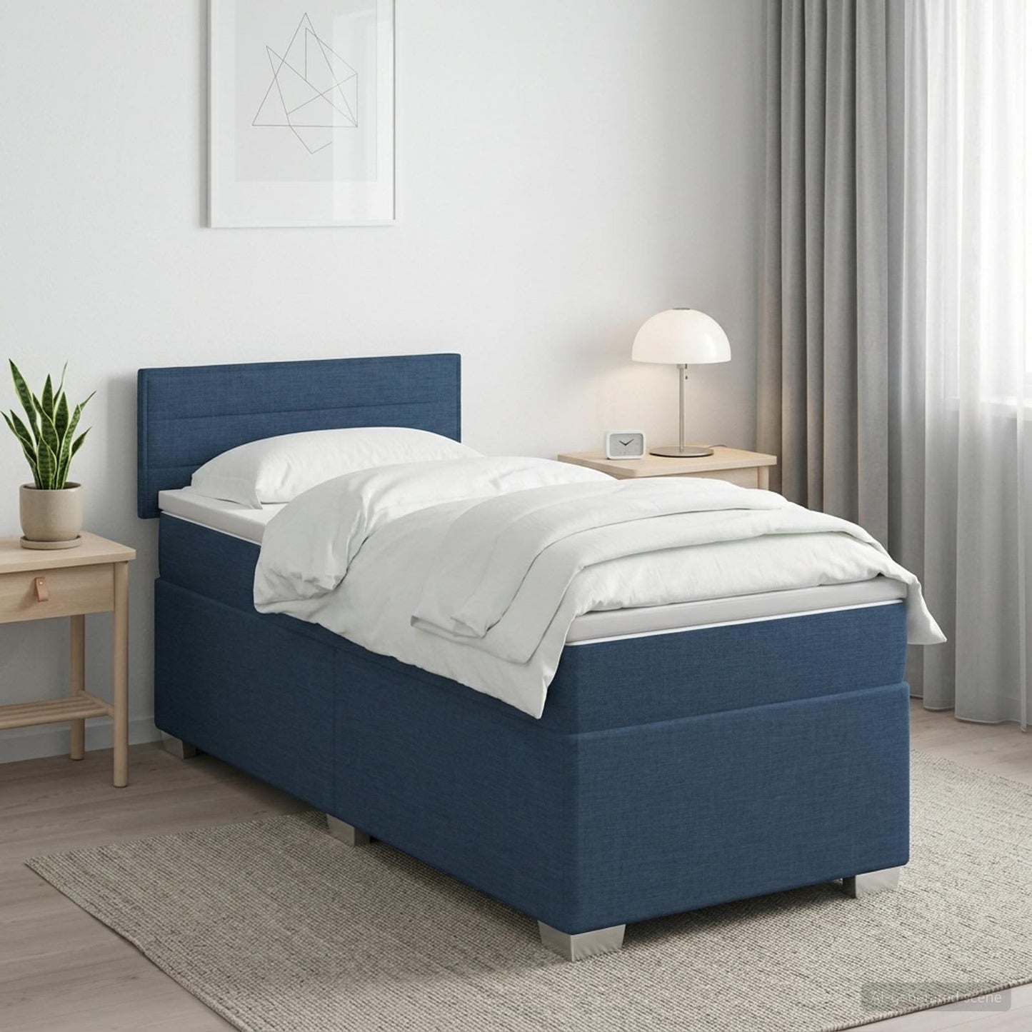 vidaXL Κρεβάτι Box Spring με Στρώμα και LED Κρεμ 90 x 200 cm Ύφασμα