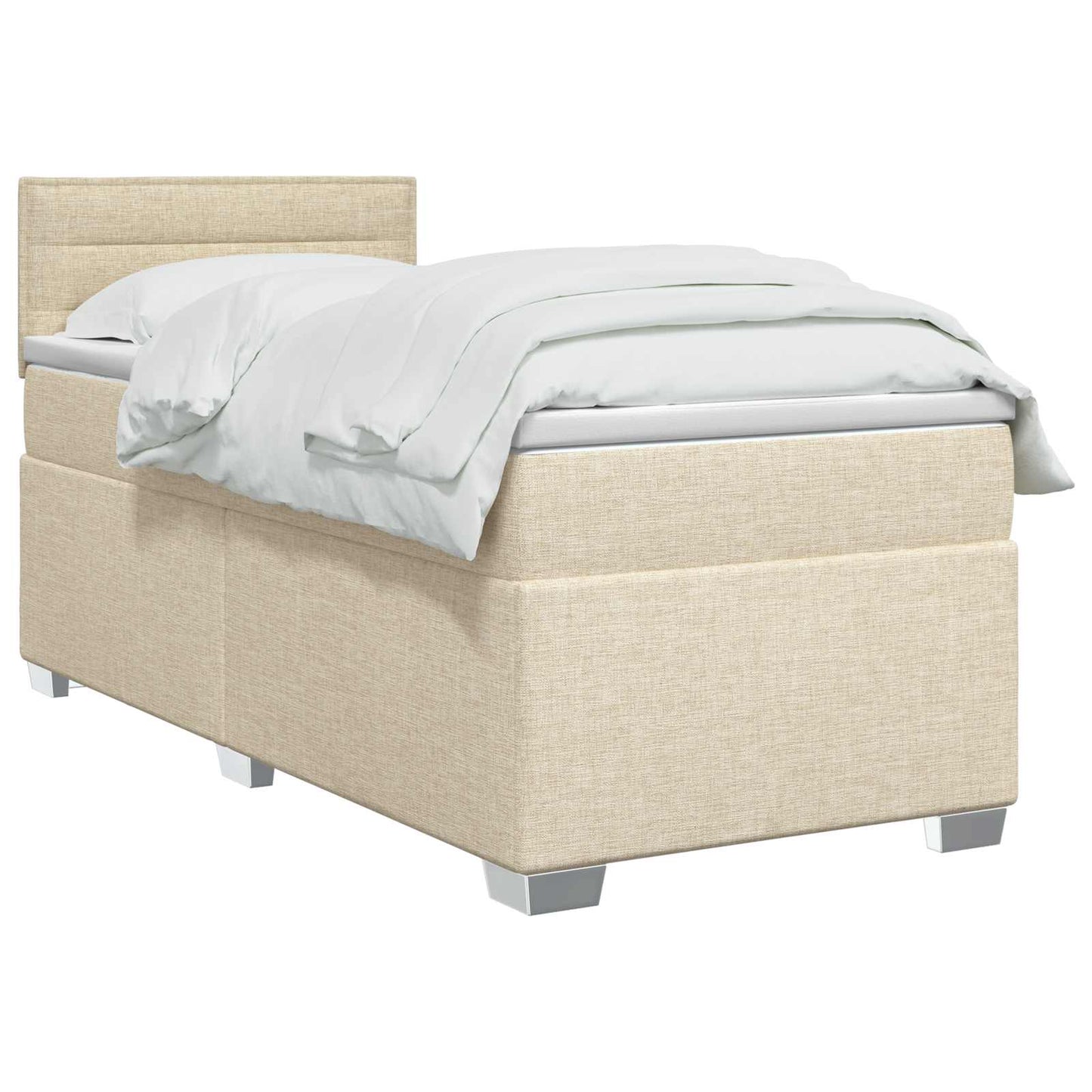 vidaXL Κρεβάτι Box Spring με Στρώμα και LED Κρεμ 80 x 200 cm Ύφασμα