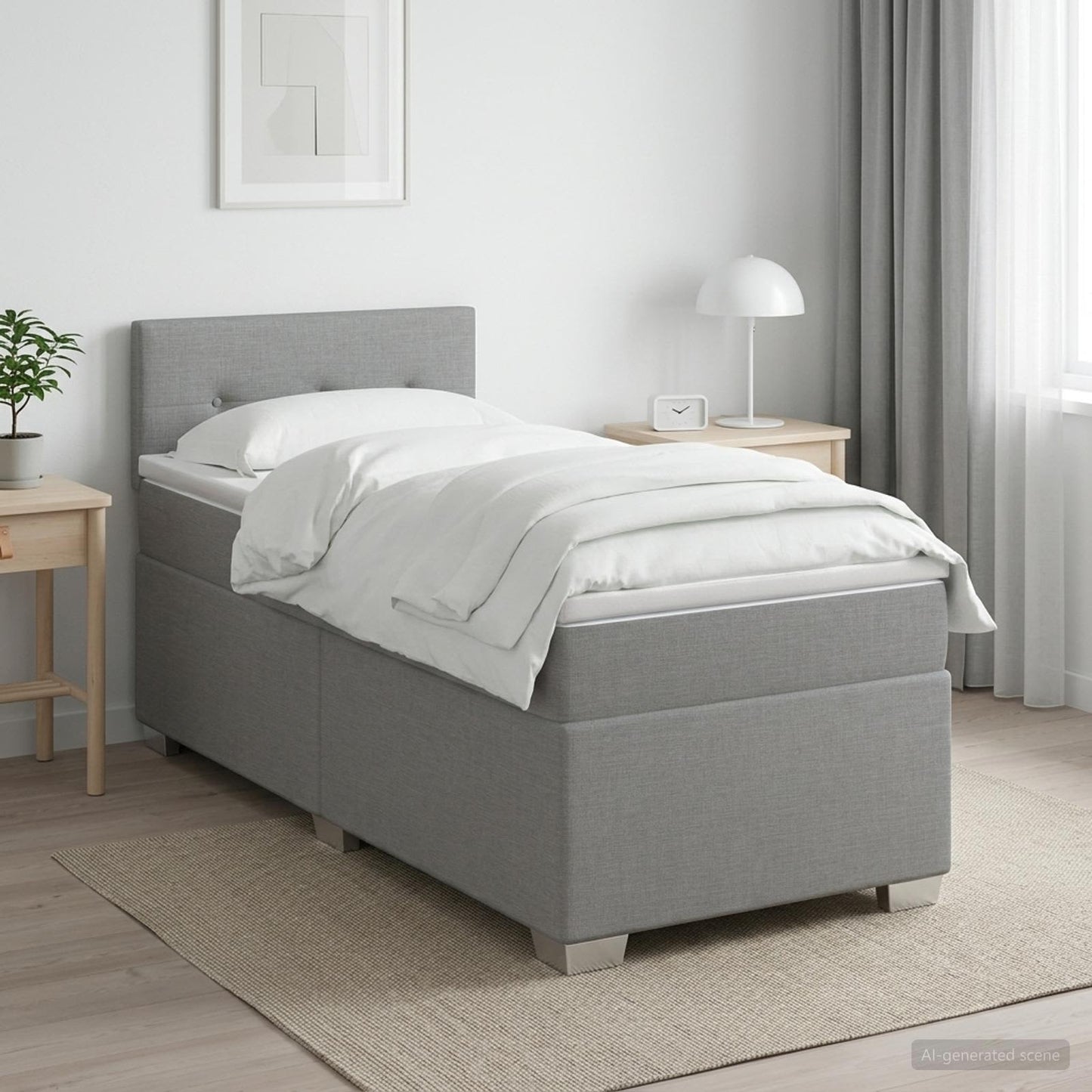 vidaXL Κρεβάτι Box Spring με Στρώμα και LED Ανοιχτό γκρι 80 x 200 cm