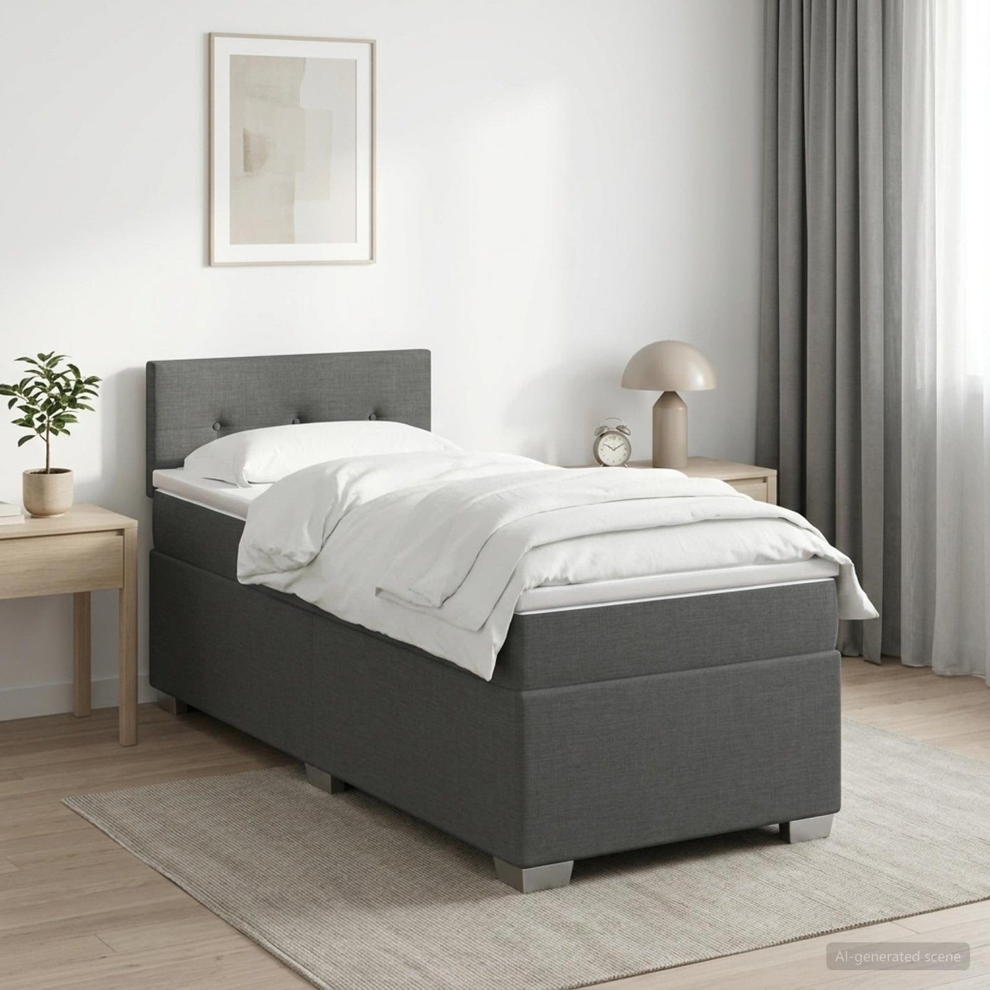 vidaXL Κρεβάτι Box Spring με Στρώμα και LED Σκούρο Γκρι 80 x 200 cm