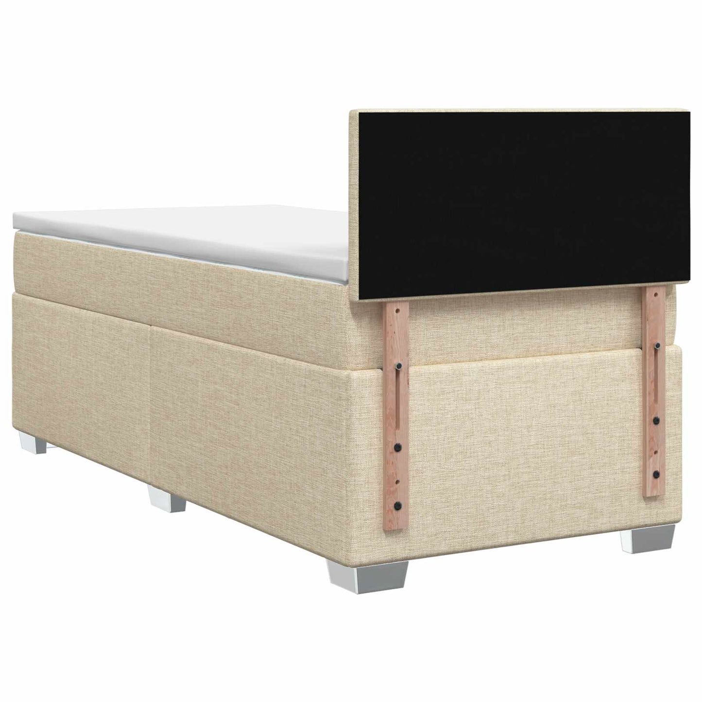 vidaXL Κρεβάτι Box Spring με Στρώμα και LED Κρεμ 80 x 200 cm Ύφασμα