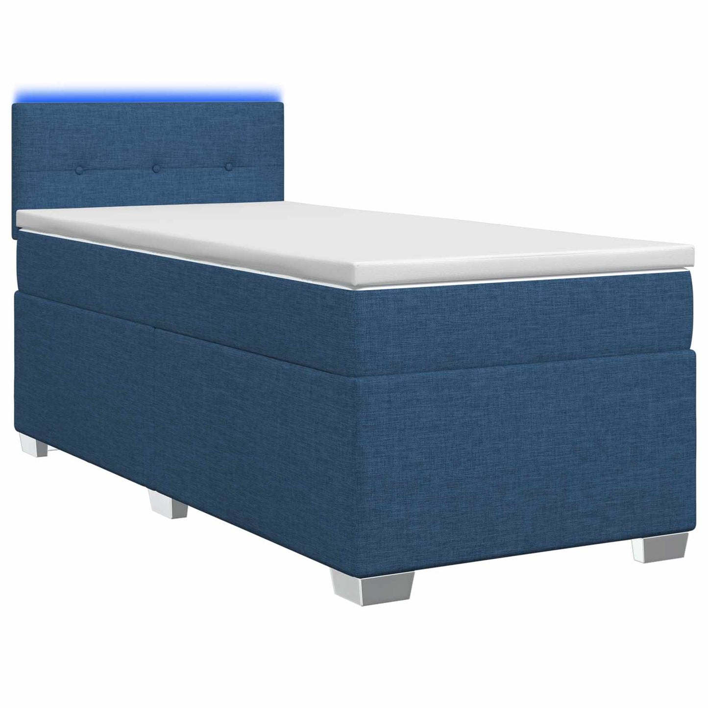 vidaXL Κρεβάτι Box Spring με Στρώμα και LED Μπλε 80 x 200 cm Ύφασμα