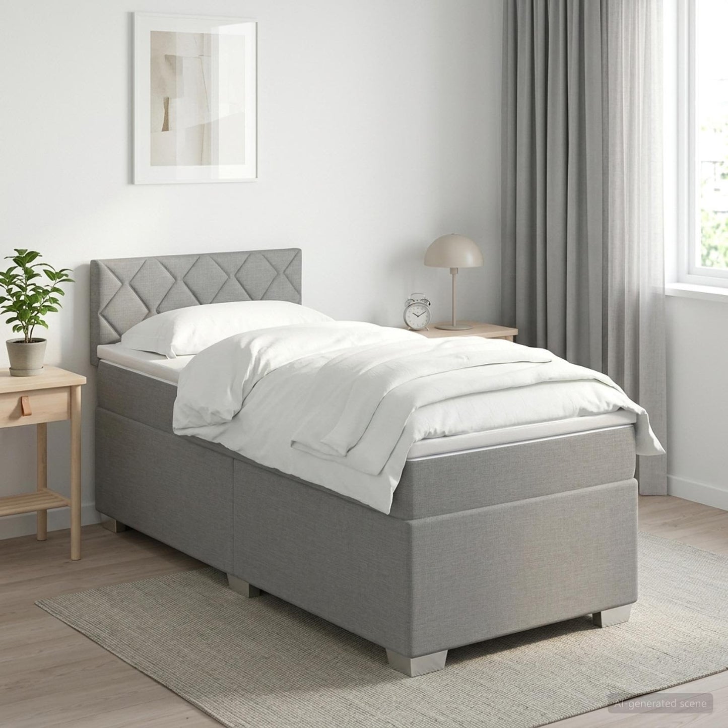 vidaXL Κρεβάτι Box Spring με Στρώμα και LED Ανοιχτό γκρι 90 x 200 cm
