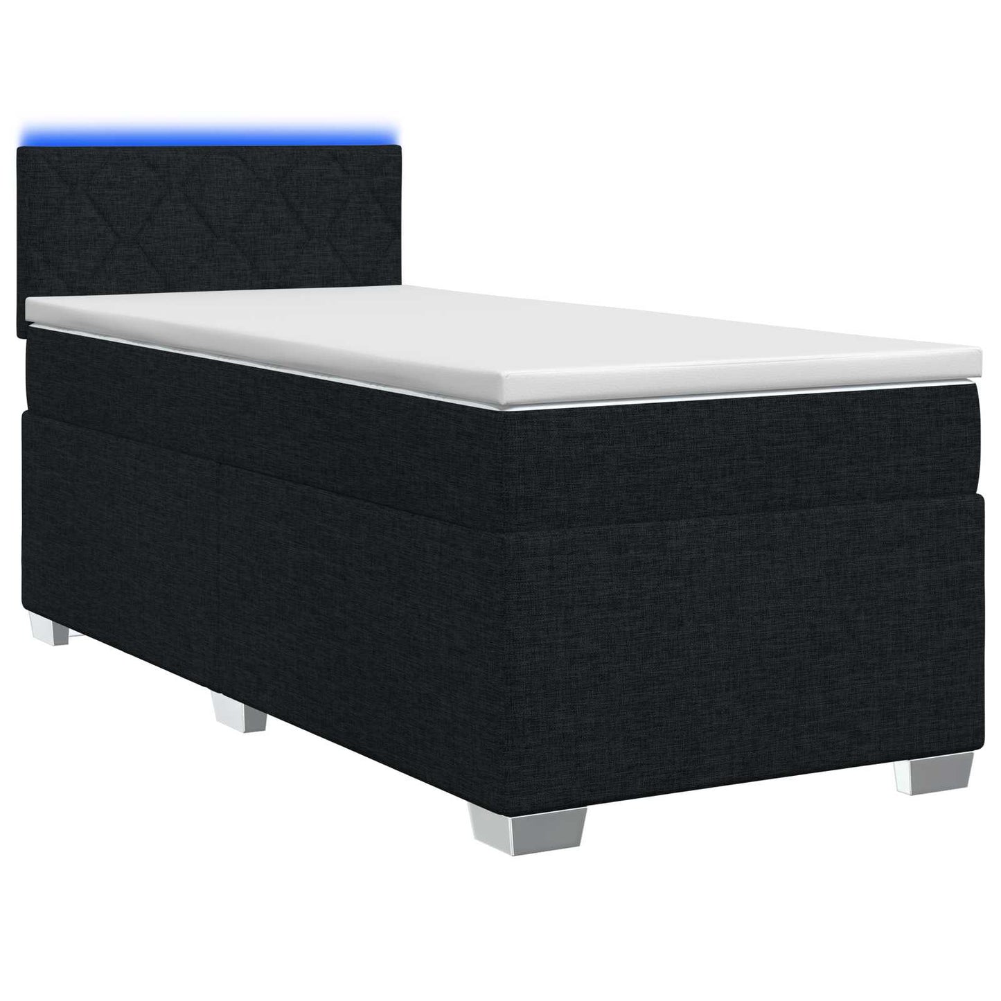 vidaXL Κρεβάτι Box Spring με Στρώμα και LED Μαύρο 80 x 200 cm Ύφασμα