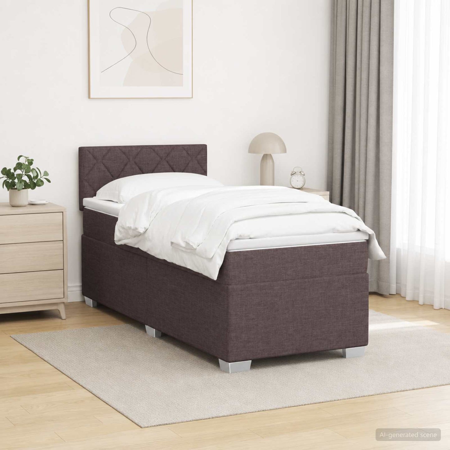 vidaXL Κρεβάτι Box Spring με Στρώμα και LED Σκούρο Καφέ 80 x 200 cm