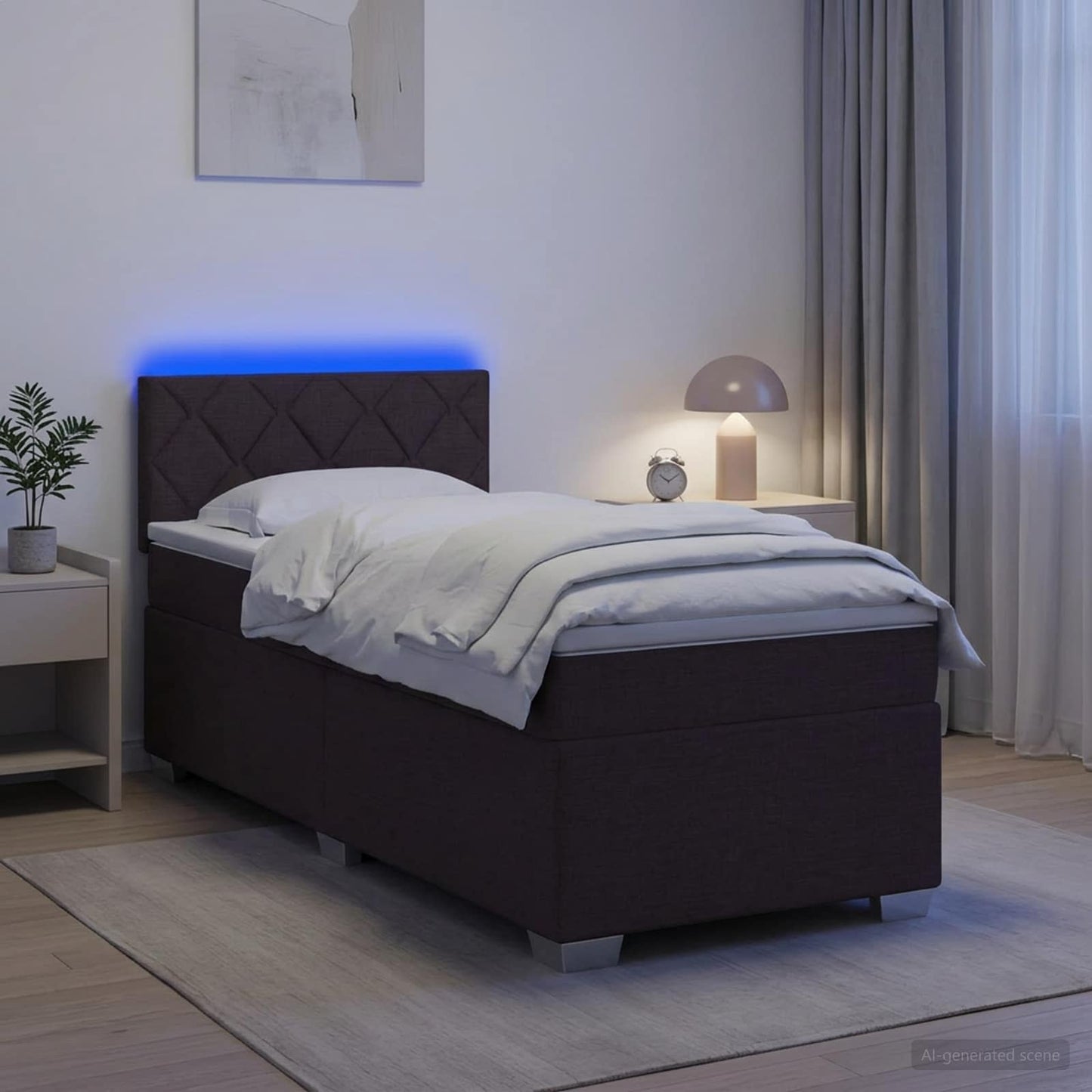 vidaXL Κρεβάτι Box Spring με Στρώμα και LED Σκούρο Καφέ 80 x 200 cm