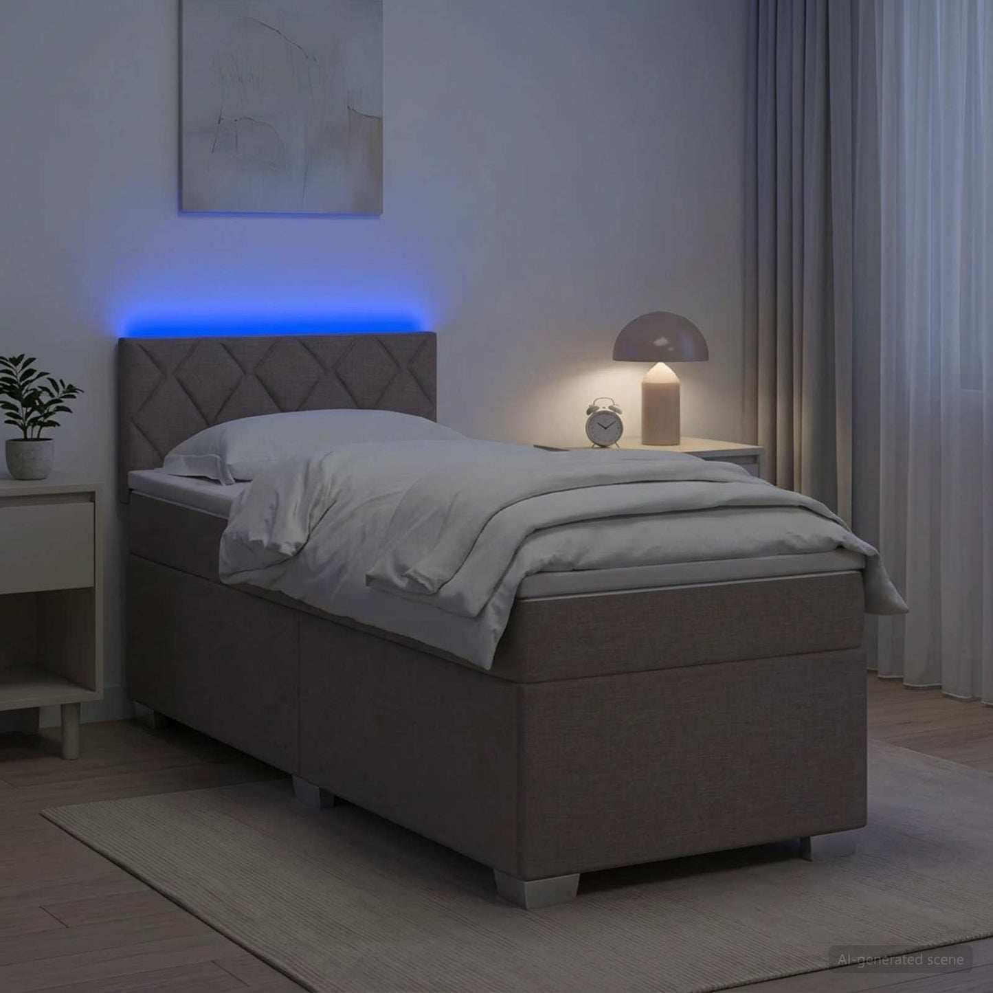 vidaXL Κρεβάτι Box Spring με Στρώμα και LED Taupe 80 x 200 cm Ύφασμα