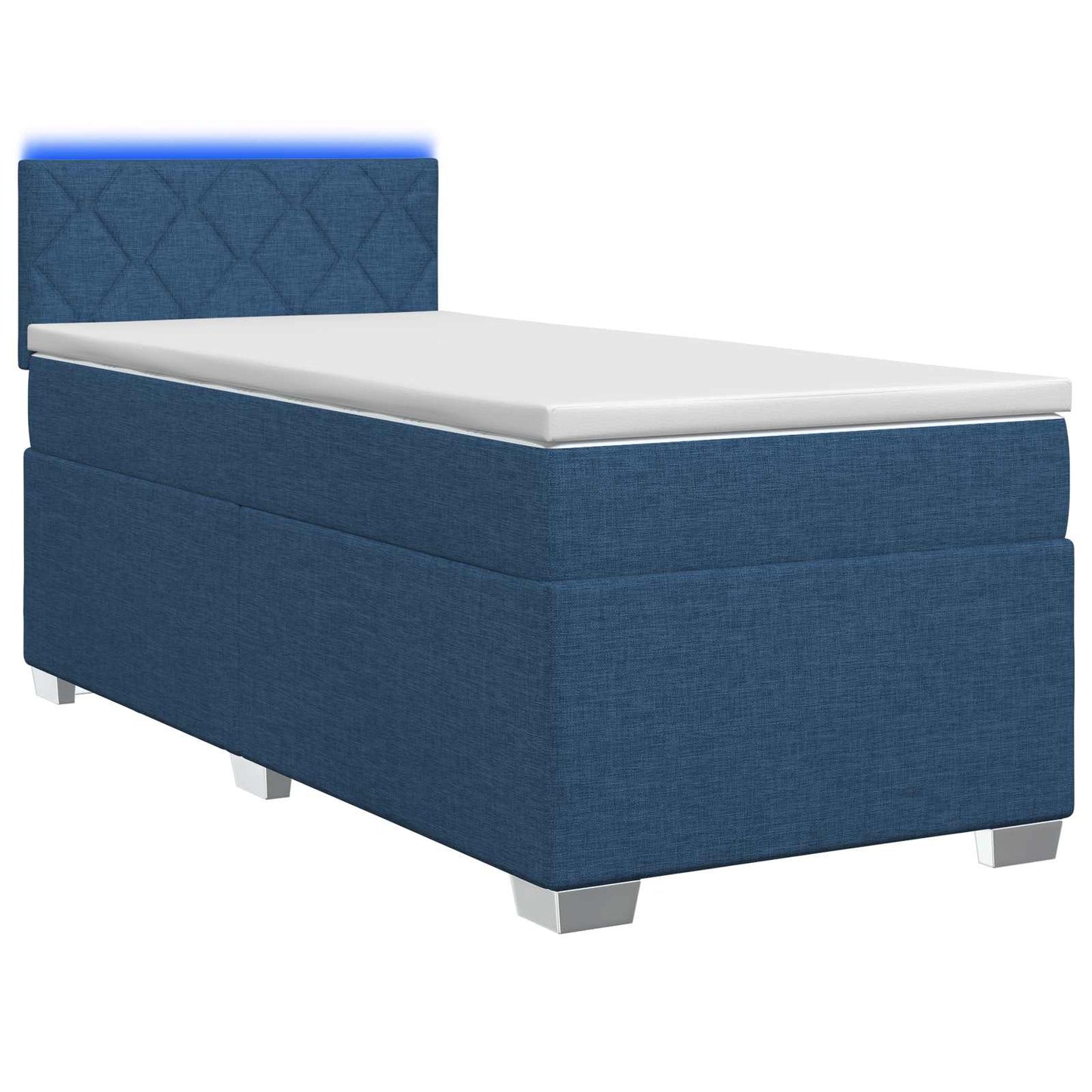 vidaXL Κρεβάτι Box Spring με Στρώμα και LED Μπλε 80 x 200 cm Ύφασμα