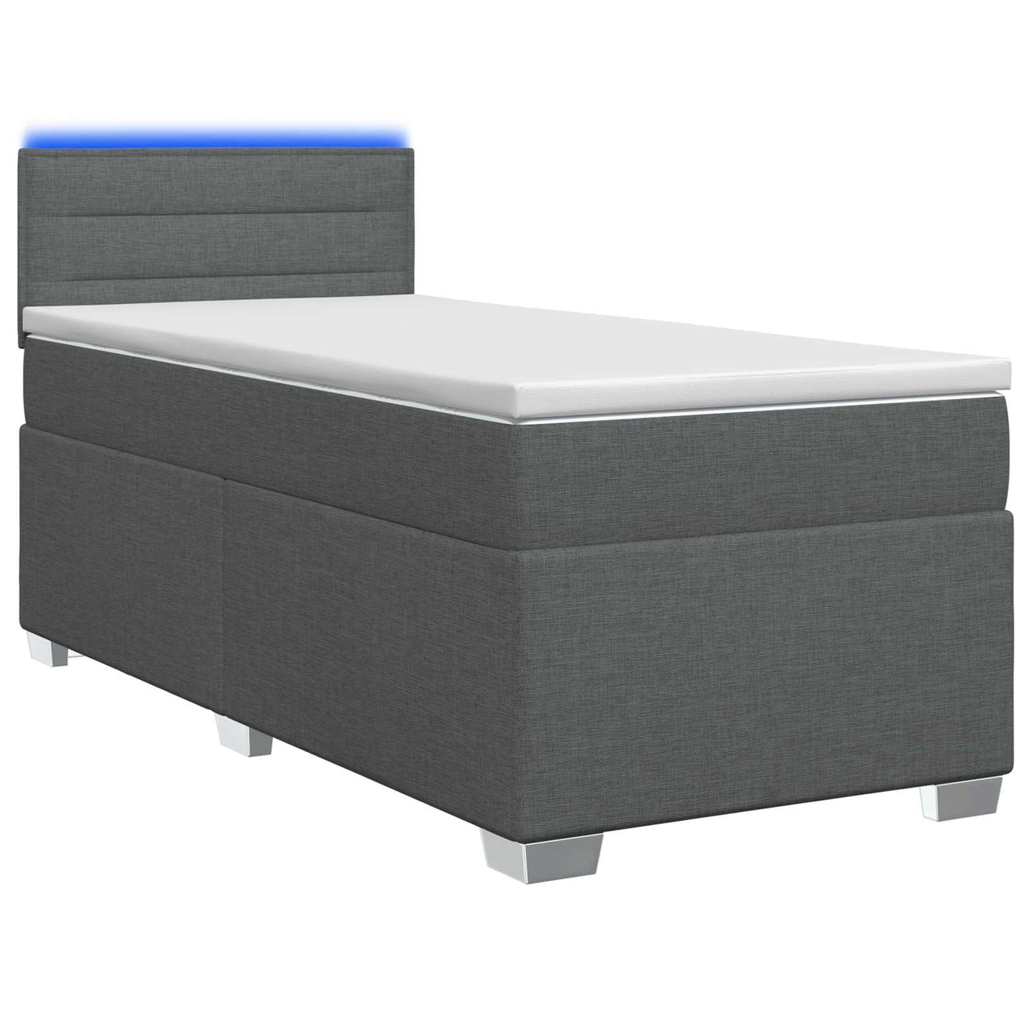 vidaXL Κρεβάτι Box Spring με Στρώμα και LED Σκούρο Γκρι 90 x 190 cm
