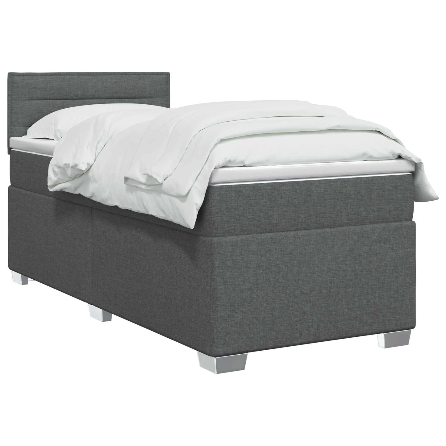 vidaXL Κρεβάτι Box Spring με Στρώμα και LED Σκούρο Γκρι 90 x 190 cm
