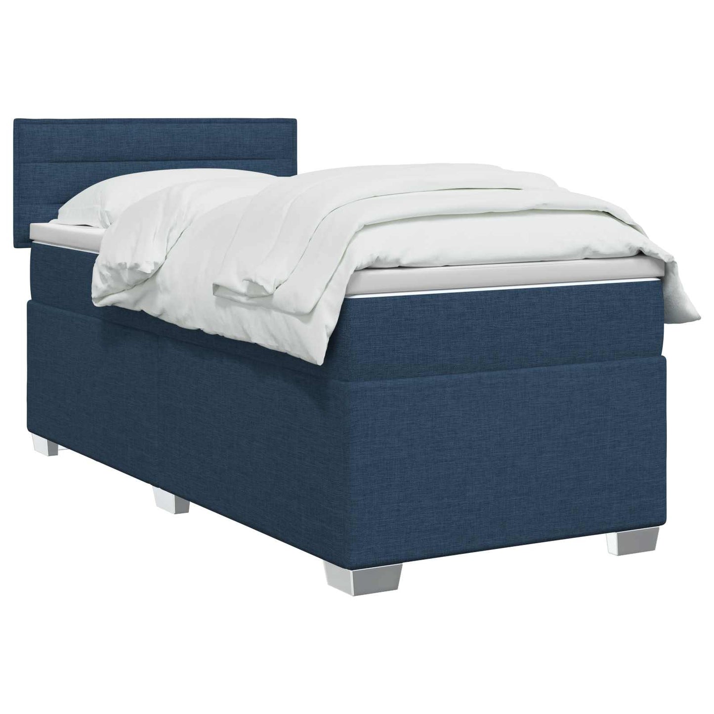 vidaXL Κρεβάτι Box Spring με Στρώμα και LED Μπλε 90 x 190 cm Ύφασμα