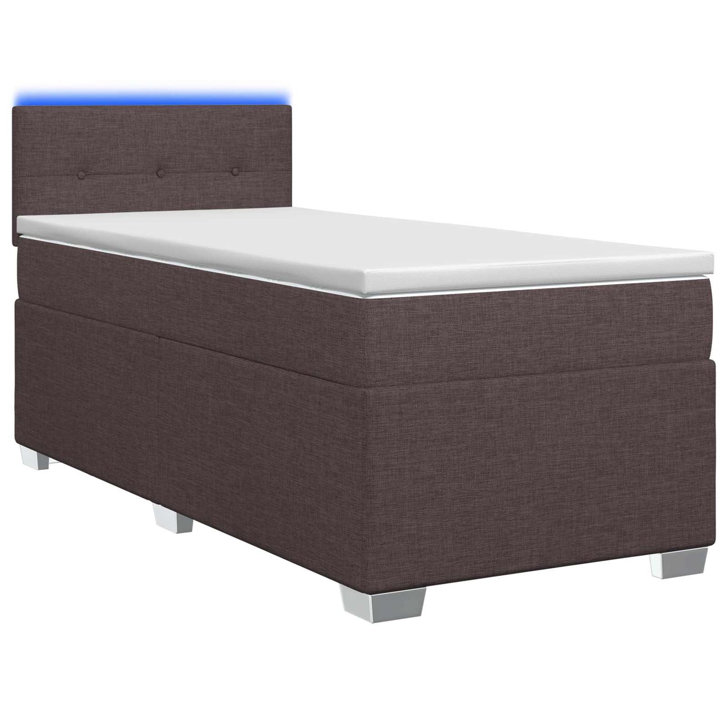 vidaXL Κρεβάτι Box Spring με Στρώμα και LED Σκούρο Καφέ 90 x 190 cm