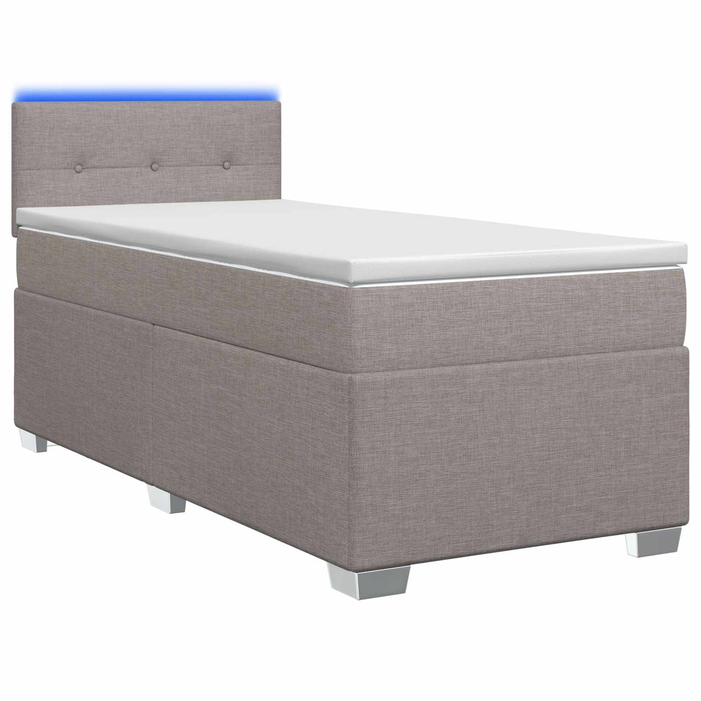 vidaXL Κρεβάτι Box Spring με Στρώμα και LED Taupe 90 x 190 cm Ύφασμα