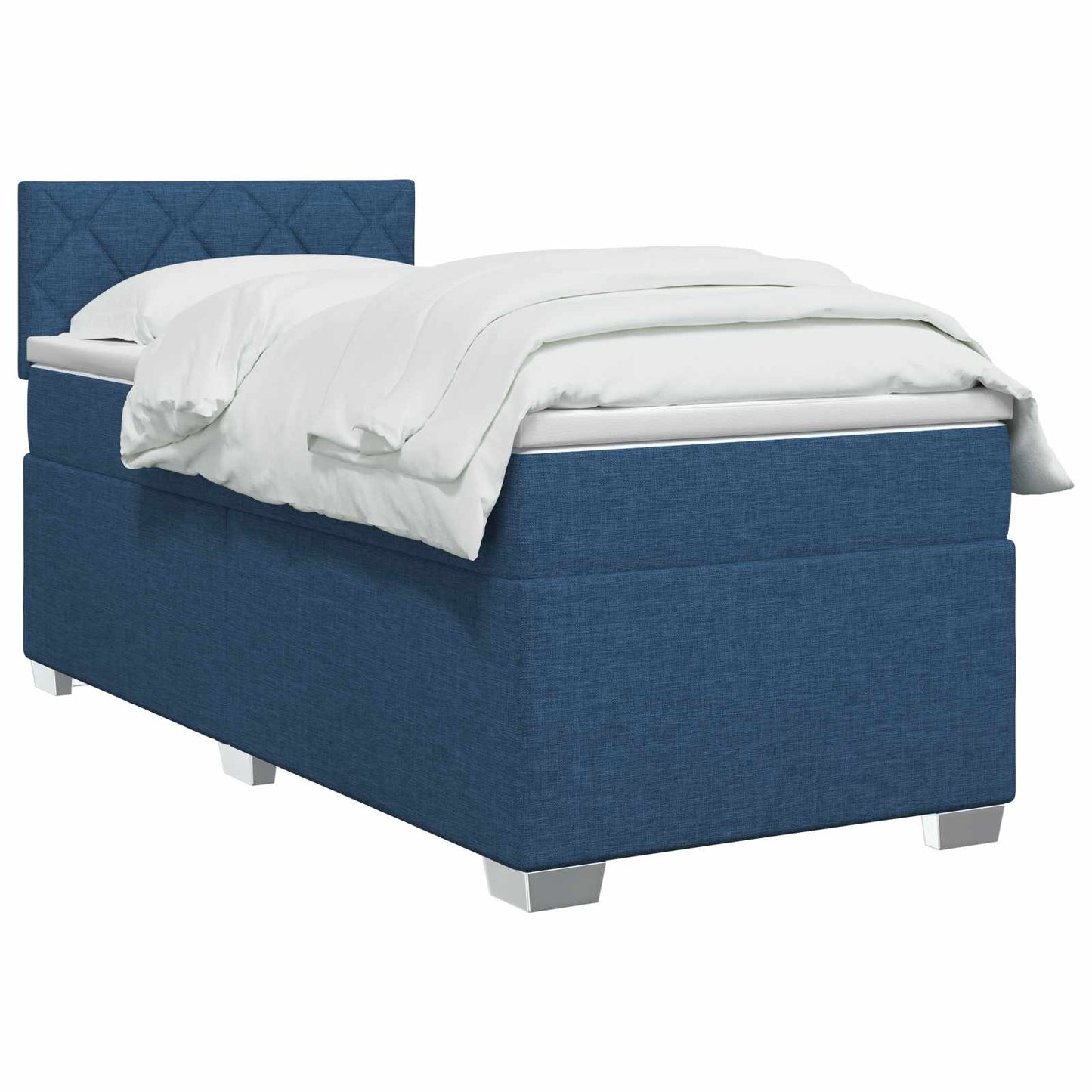 vidaXL Κρεβάτι Box Spring με Στρώμα και LED Μπλε 90 x 190 cm Ύφασμα