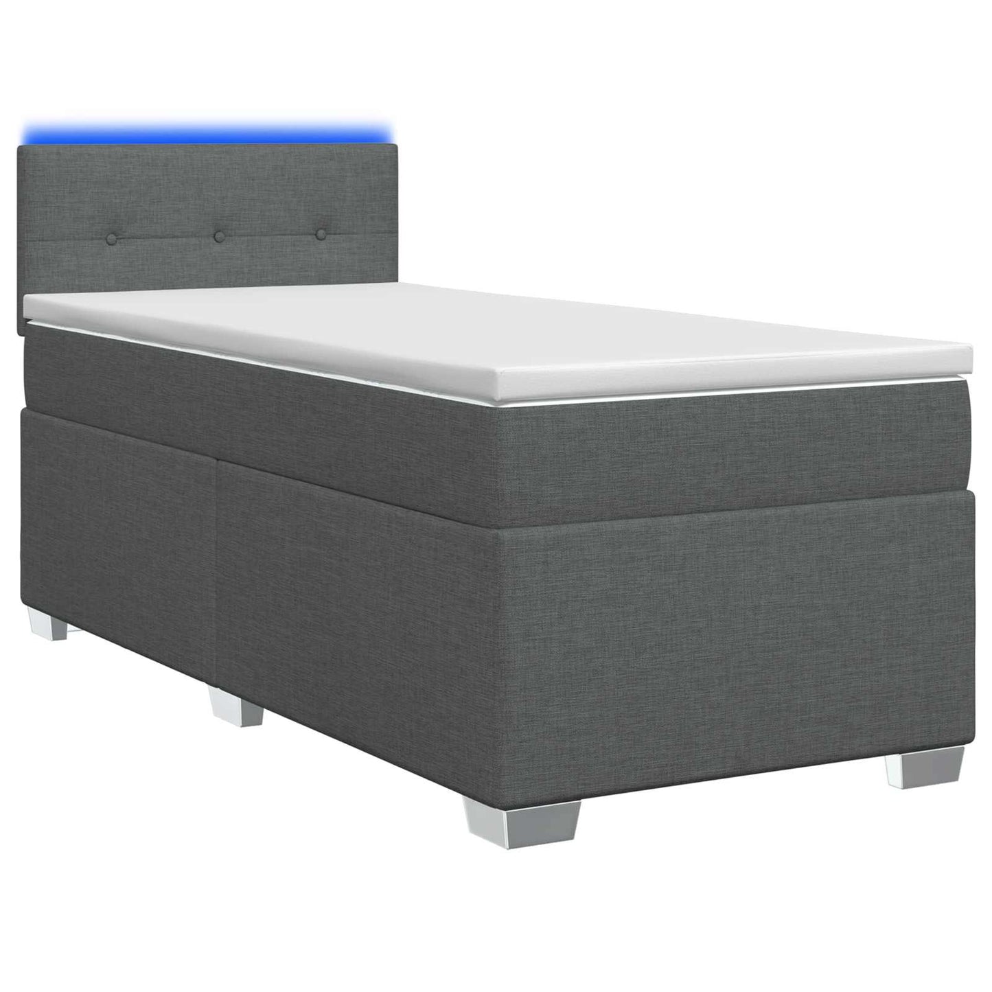 vidaXL Κρεβάτι Box Spring με Στρώμα και LED Σκούρο Γκρι 90 x 200 cm