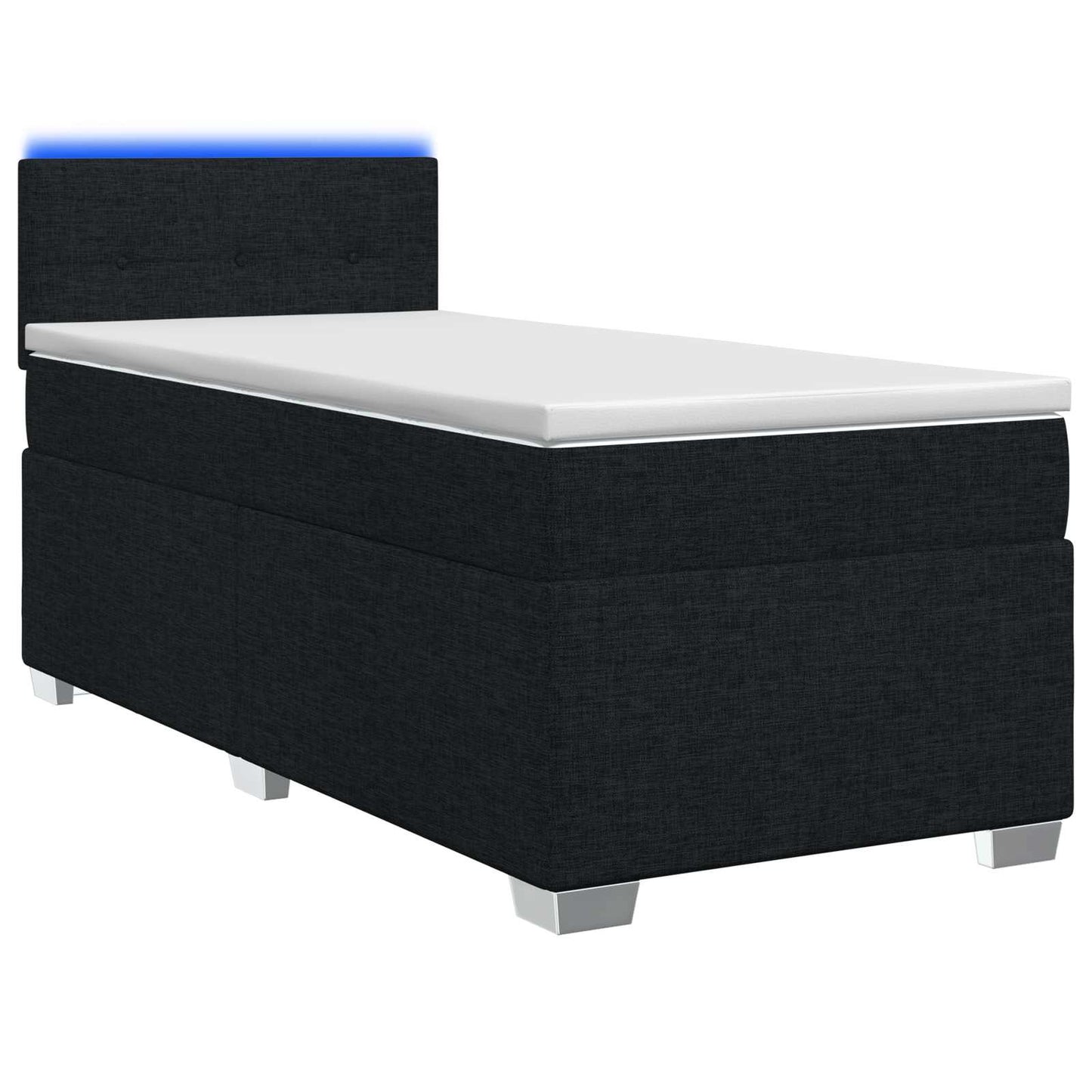 vidaXL Κρεβάτι Box Spring με Στρώμα και LED Μαύρο 90 x 200 cm Ύφασμα