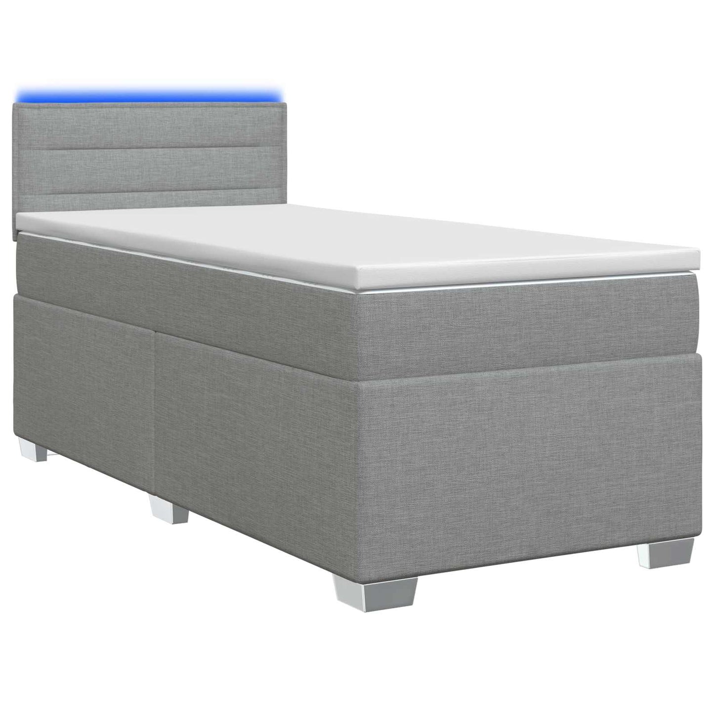 vidaXL Κρεβάτι Box Spring με Στρώμα και LED Ανοιχτό γκρι 100 x 200 cm