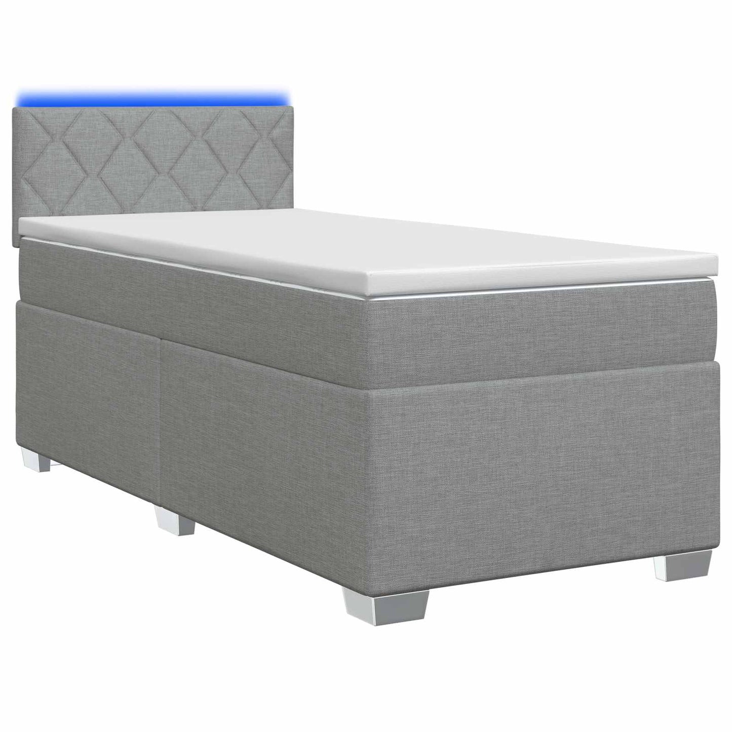vidaXL Κρεβάτι Box Spring με Στρώμα και LED Ανοιχτό γκρι 100 x 200 cm