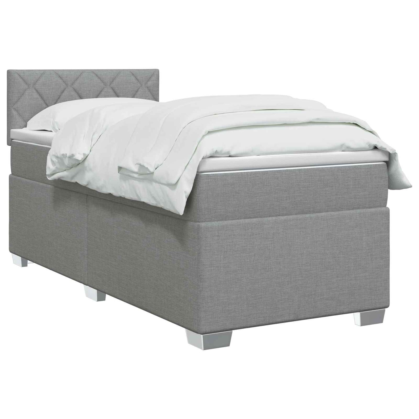 vidaXL Κρεβάτι Box Spring με Στρώμα και LED Ανοιχτό γκρι 100 x 200 cm