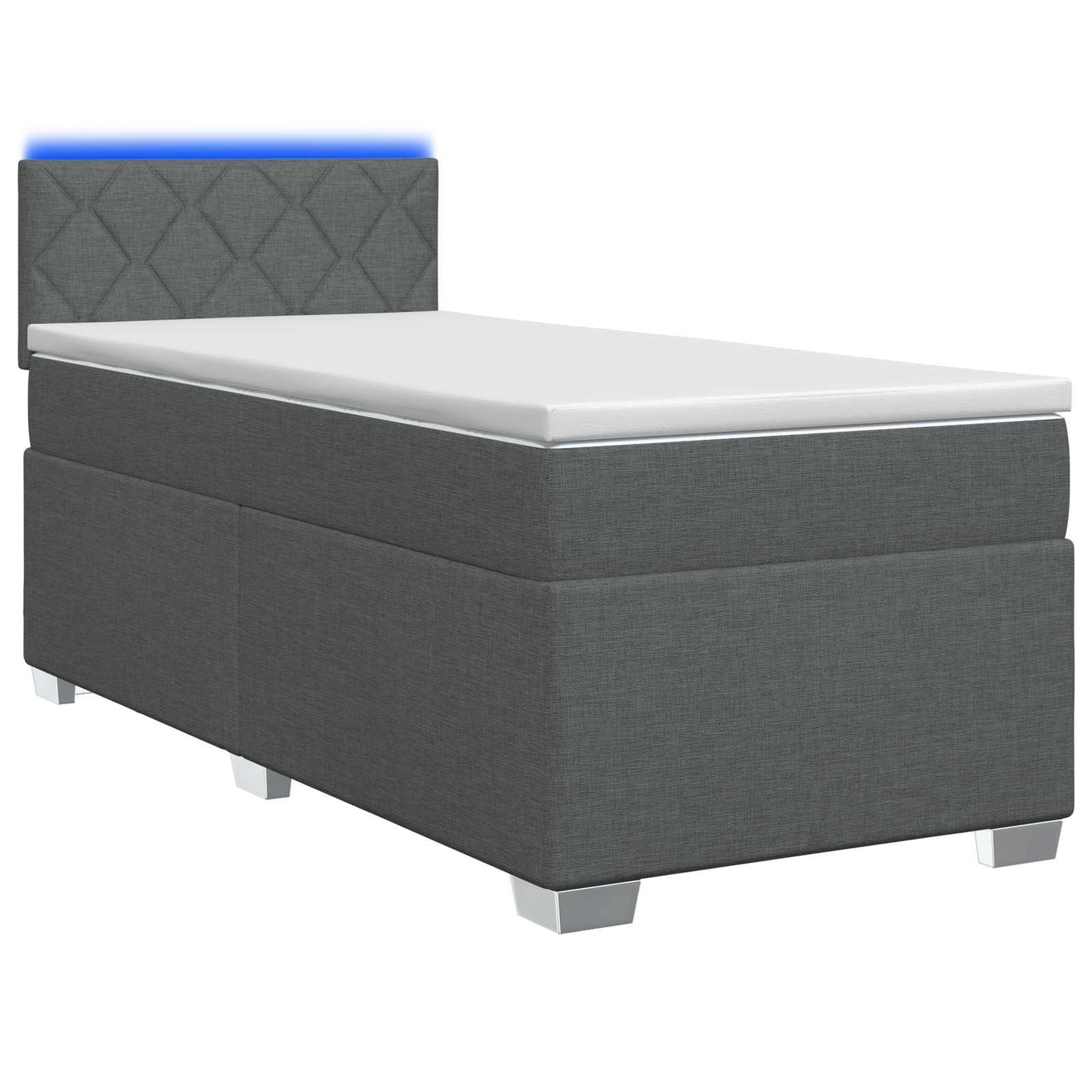 vidaXL Κρεβάτι Box Spring με Στρώμα και LED Σκούρο Γκρι 100 x 200 cm