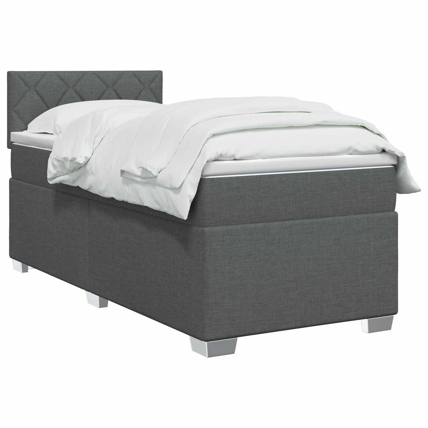vidaXL Κρεβάτι Box Spring με Στρώμα και LED Σκούρο Γκρι 100 x 200 cm