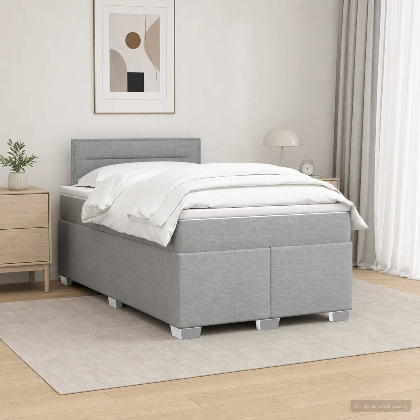 vidaXL Κρεβάτι Box Spring με Στρώμα και LED Ανοιχτό γκρι 120 x 200 cm