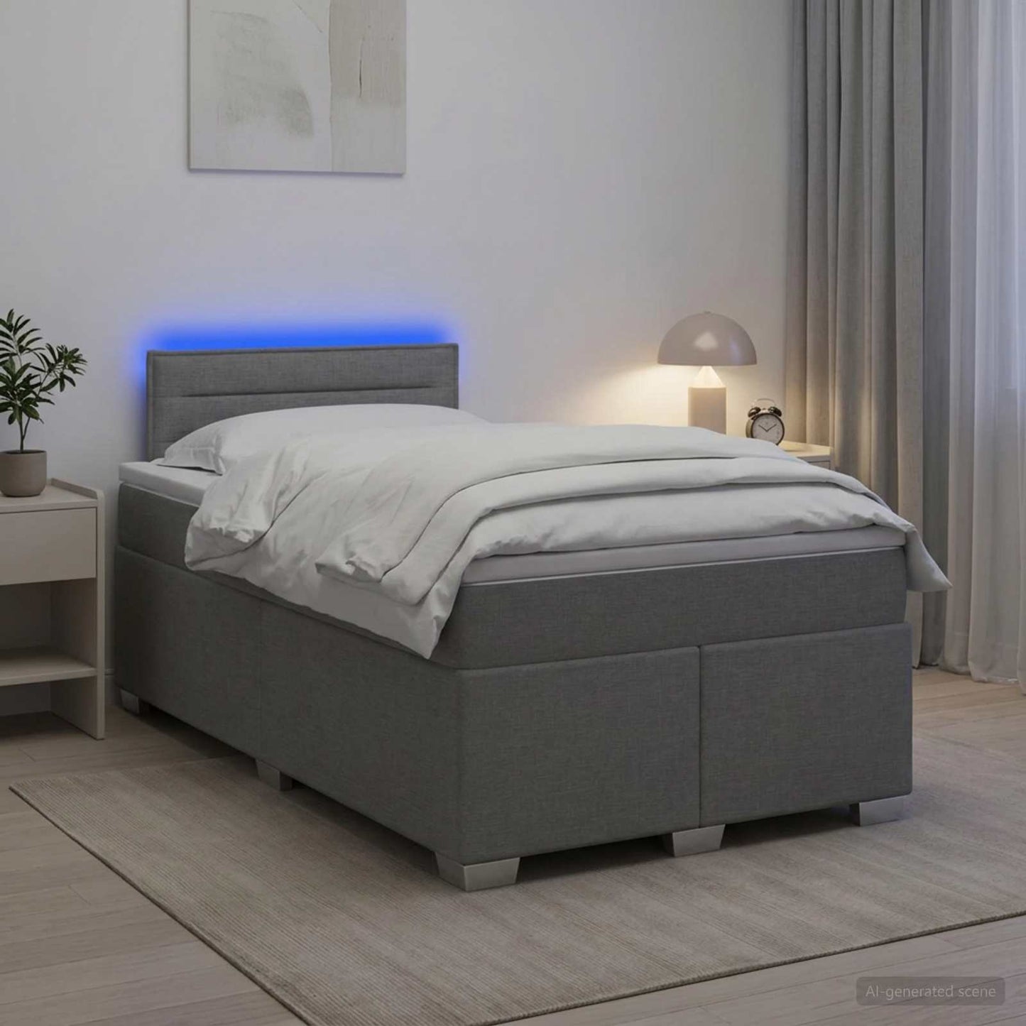 vidaXL Κρεβάτι Box Spring με Στρώμα και LED Ανοιχτό γκρι 120 x 200 cm