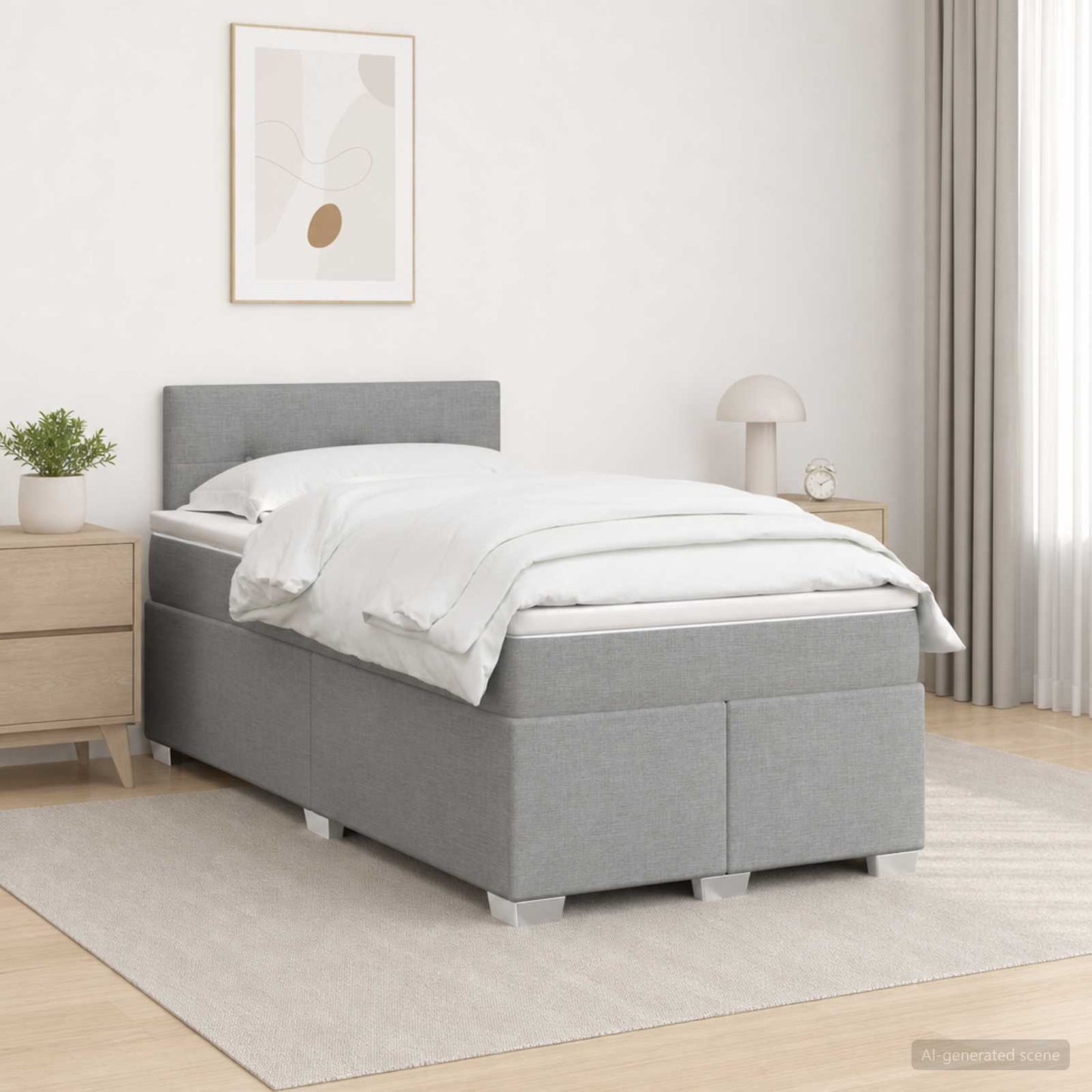 vidaXL Κρεβάτι Box Spring με Στρώμα και LED Ανοιχτό γκρι 120 x 190 cm